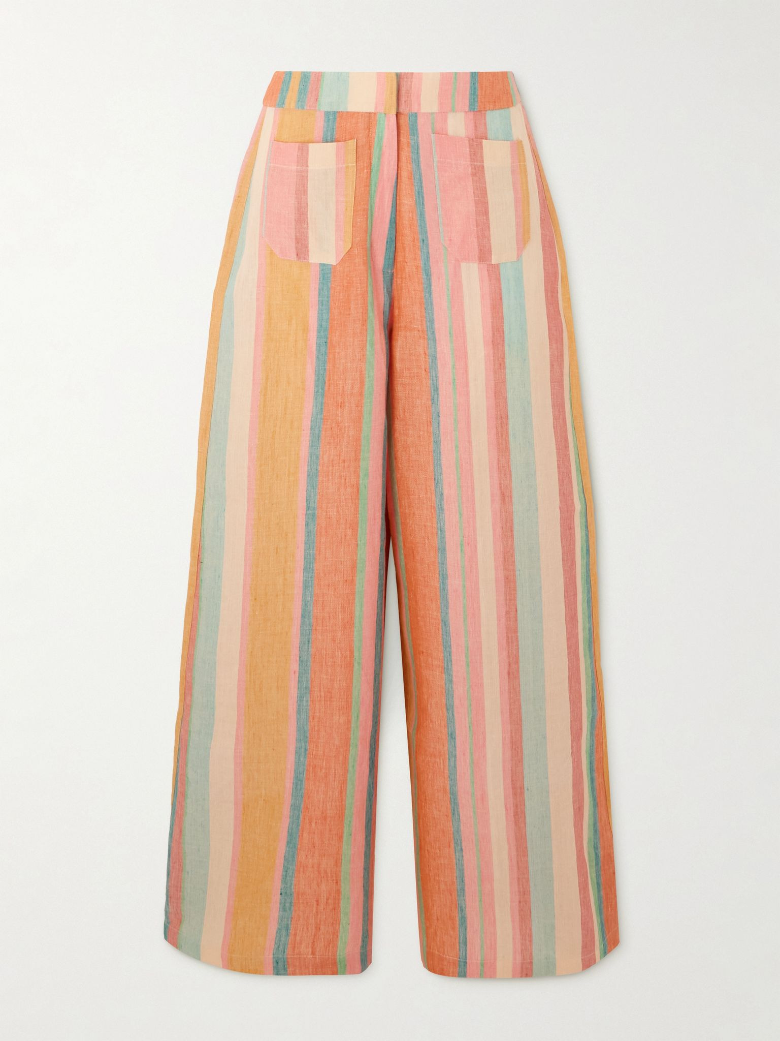 Adele striped linen wide-leg pants Pastel orange - 1