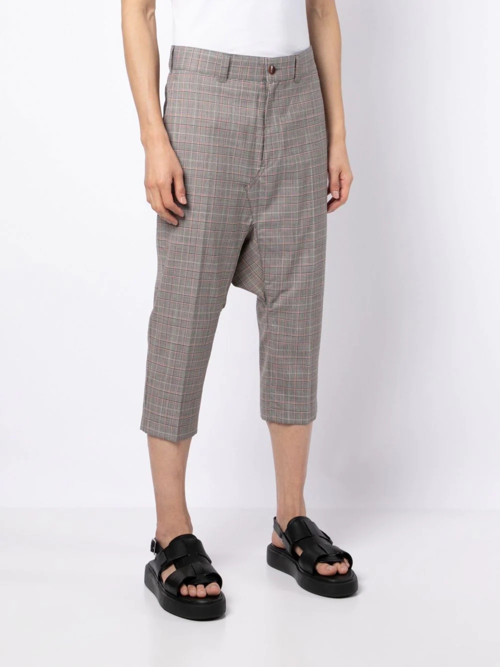 houndstooth wool cropped trousers - 3