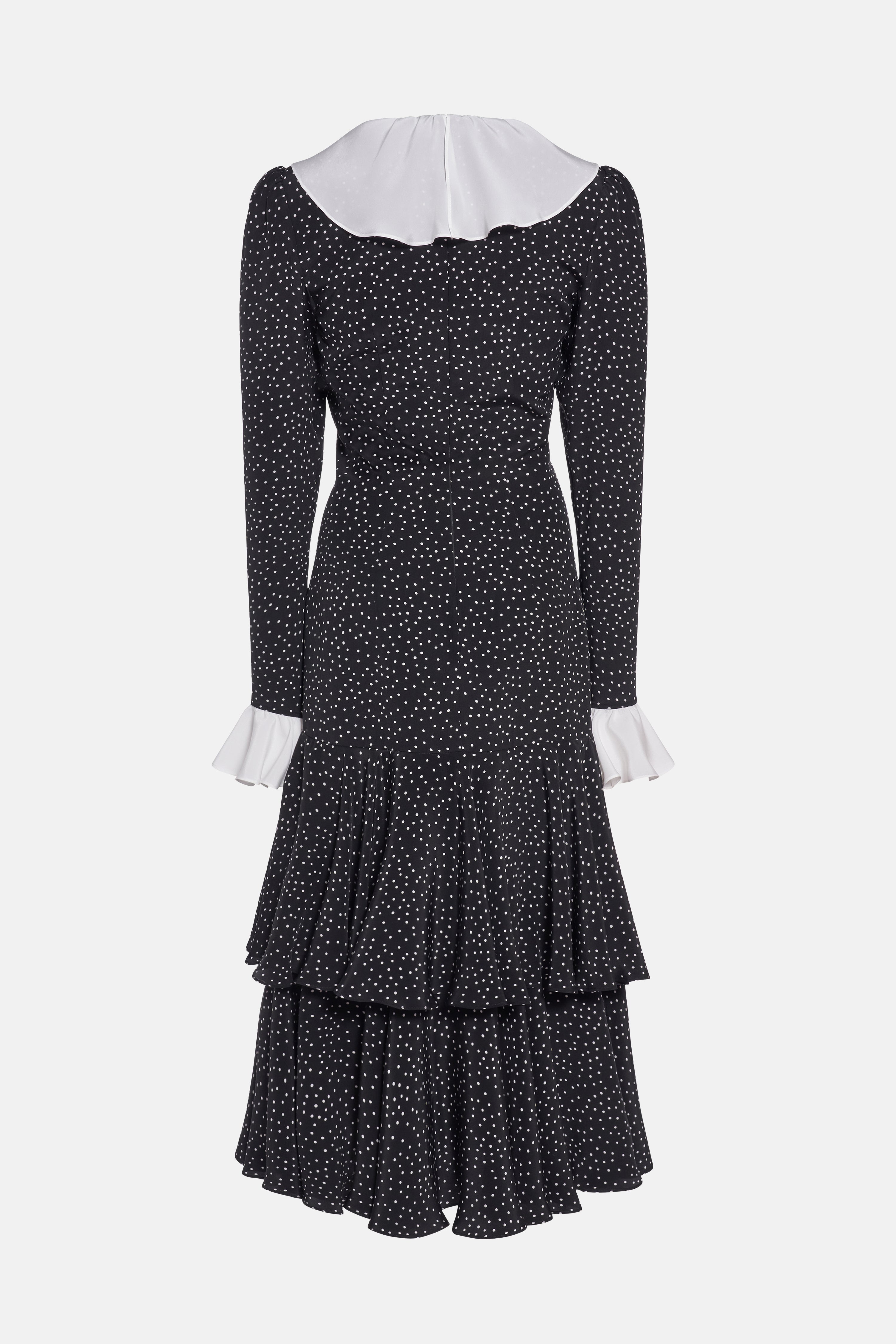 POLKA DOT SILK DRESS WITH VOLANT AND BOW - 2