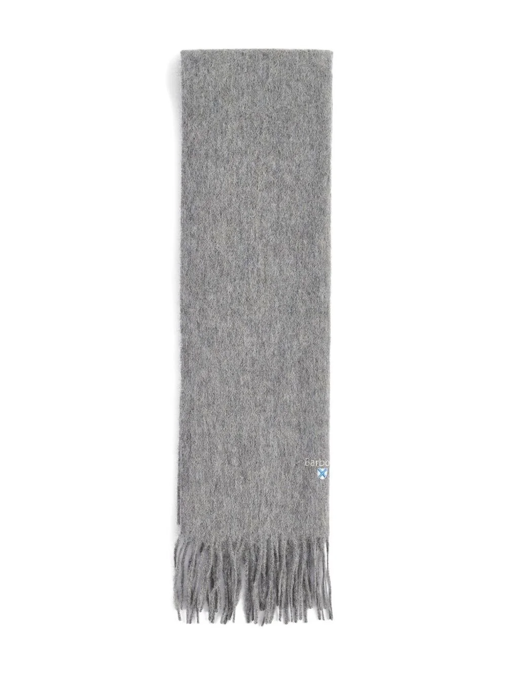 embroidered-logo fringed scarf - 1