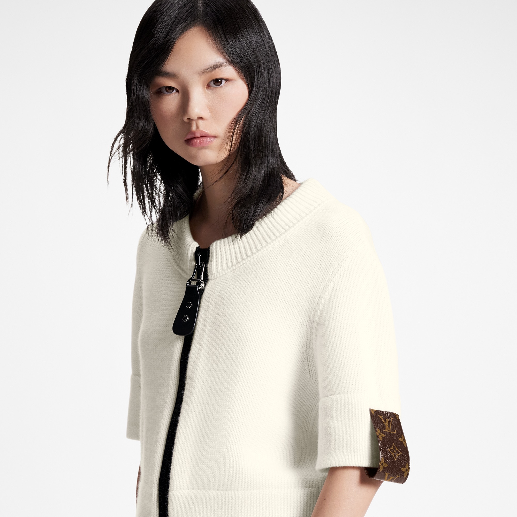 XXL Zipper Three-Quarter Sleeves Cardigan - 4