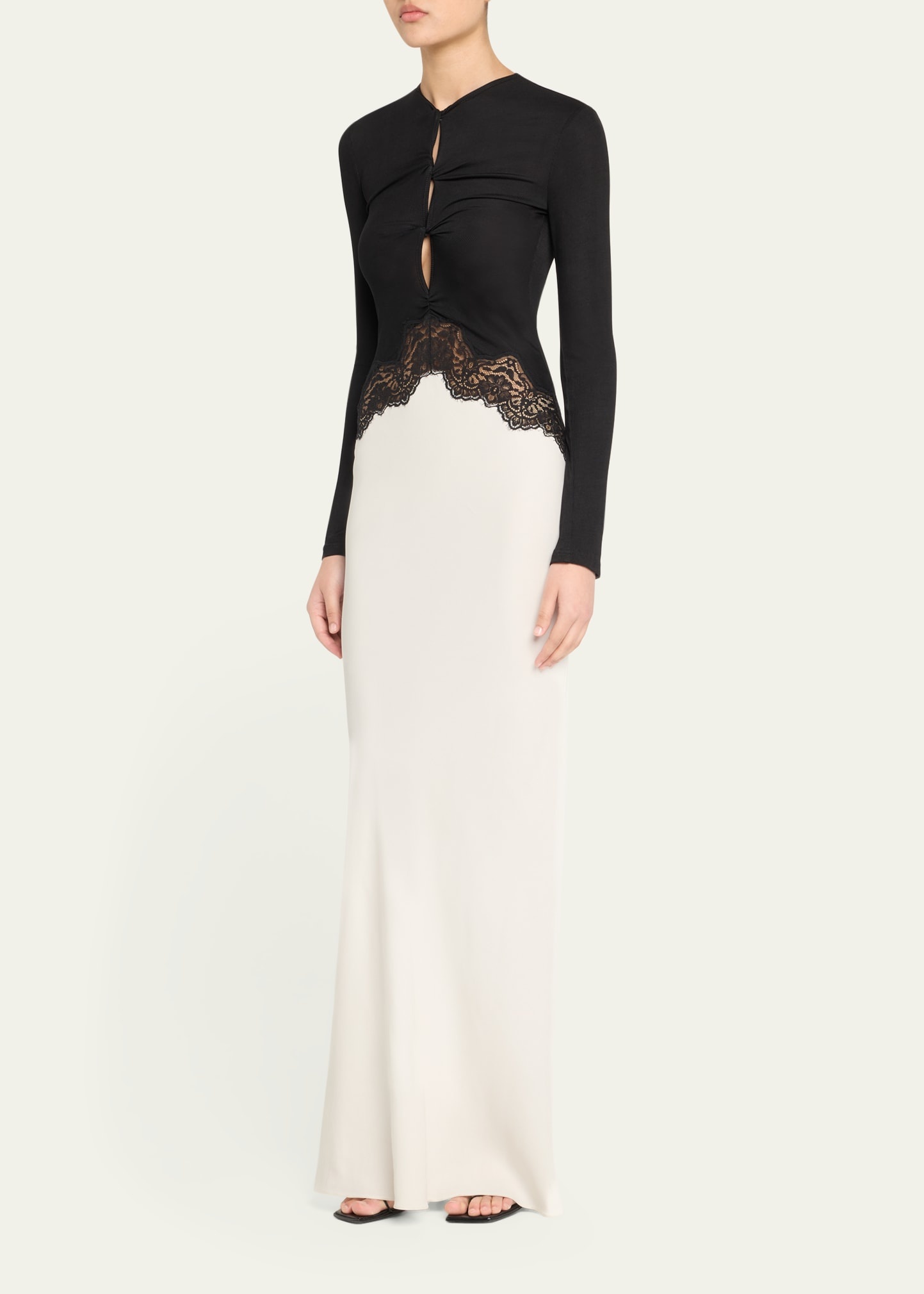 Twisted Verner-Lace Long-Sleeve Maxi Dress - 4