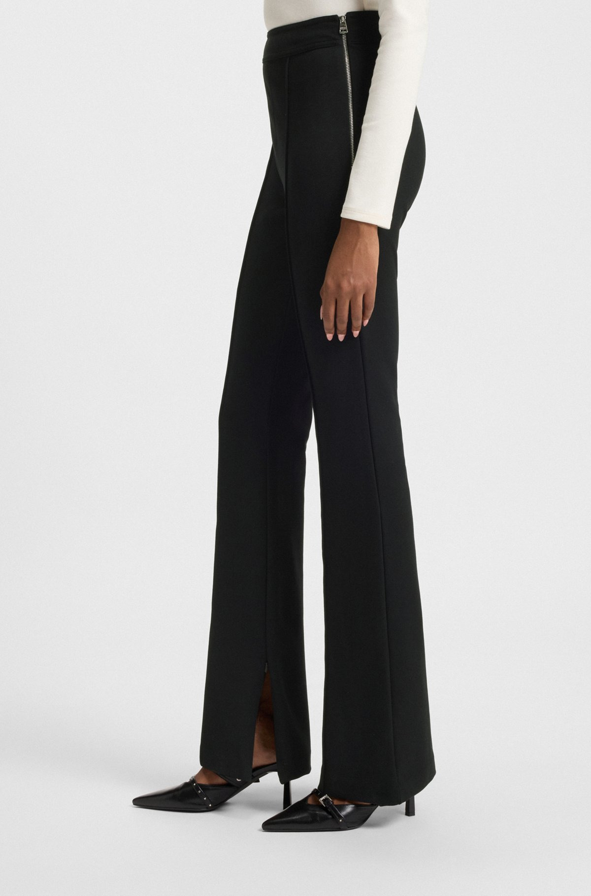 FLARED TROUSERS IN PUNTO MILANO JERSEY WITH FRONT SEAM - 5