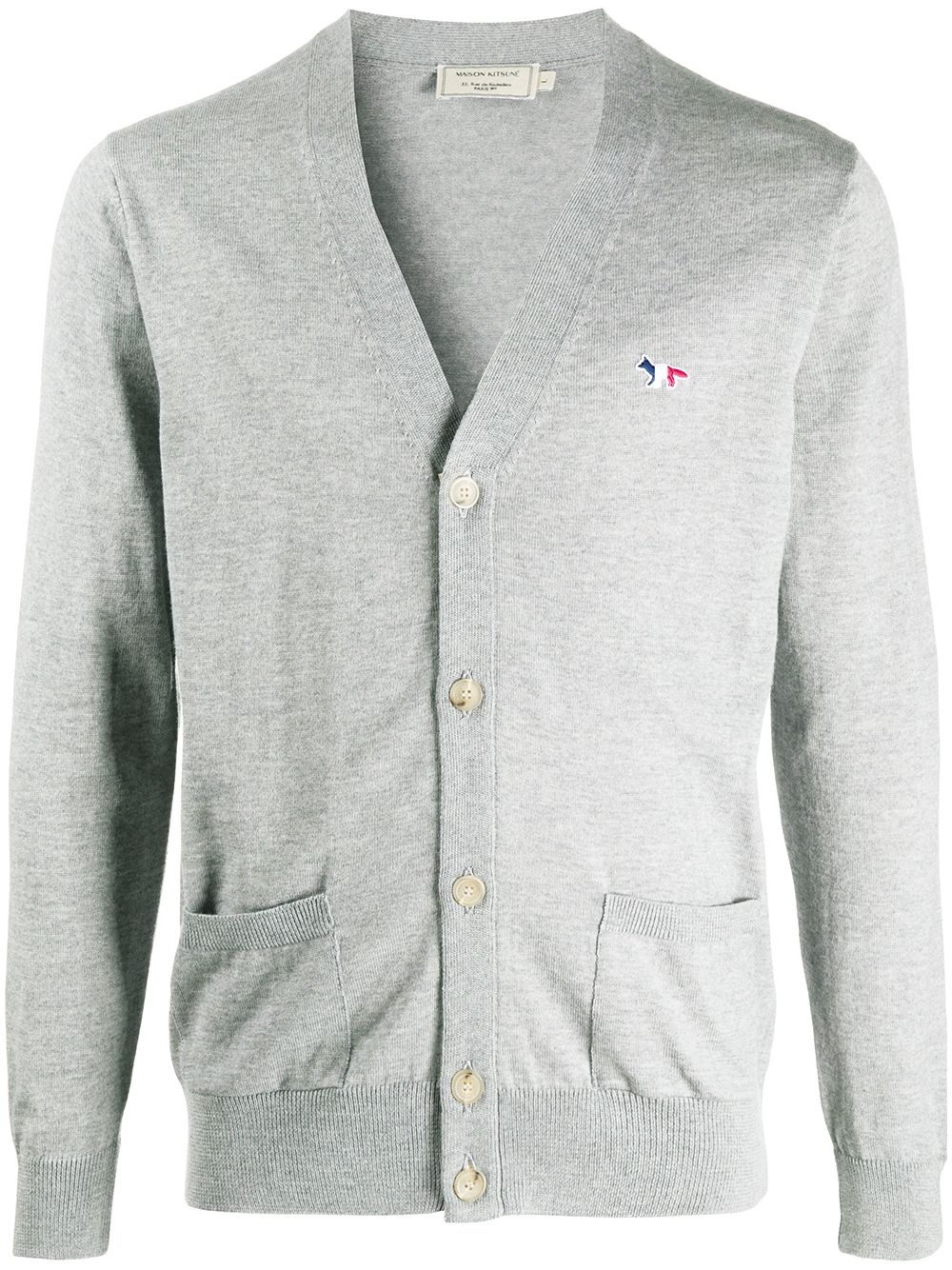 embroidered logo v-neck cardigan - 1