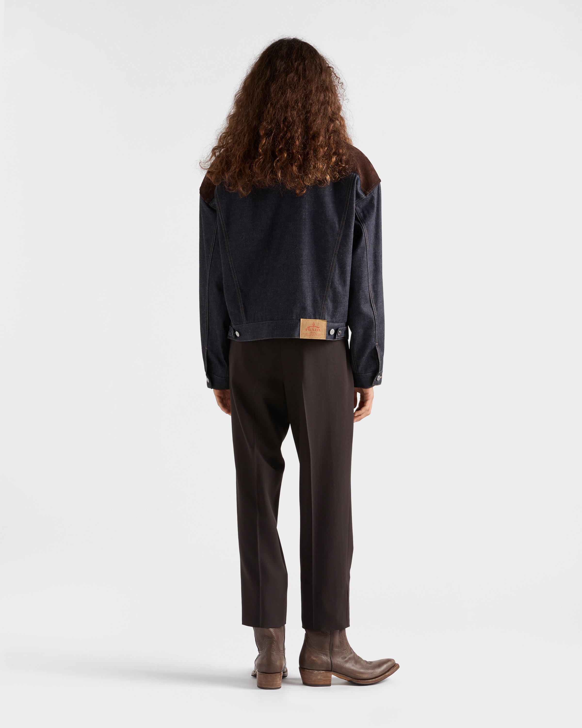 Denim and suede blouson jacket - 5