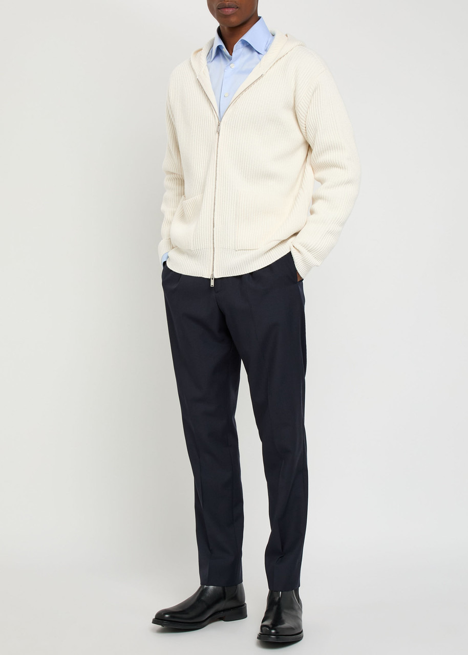 Lardini Ribbed Hooded Wool and Cashmere-blend Jumper - 4