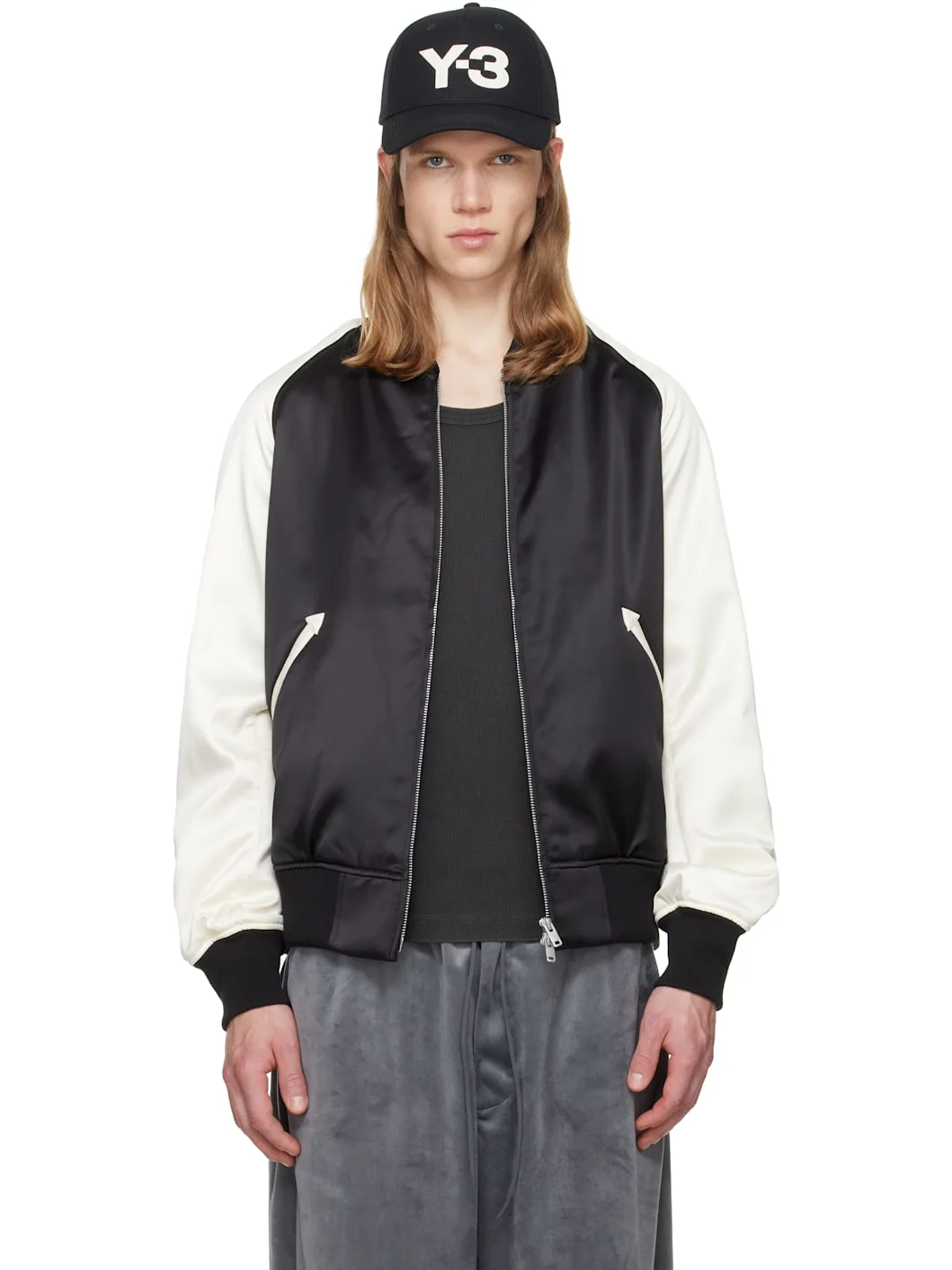 Black Liquid Logo Satin Souvenir Jacket - 1