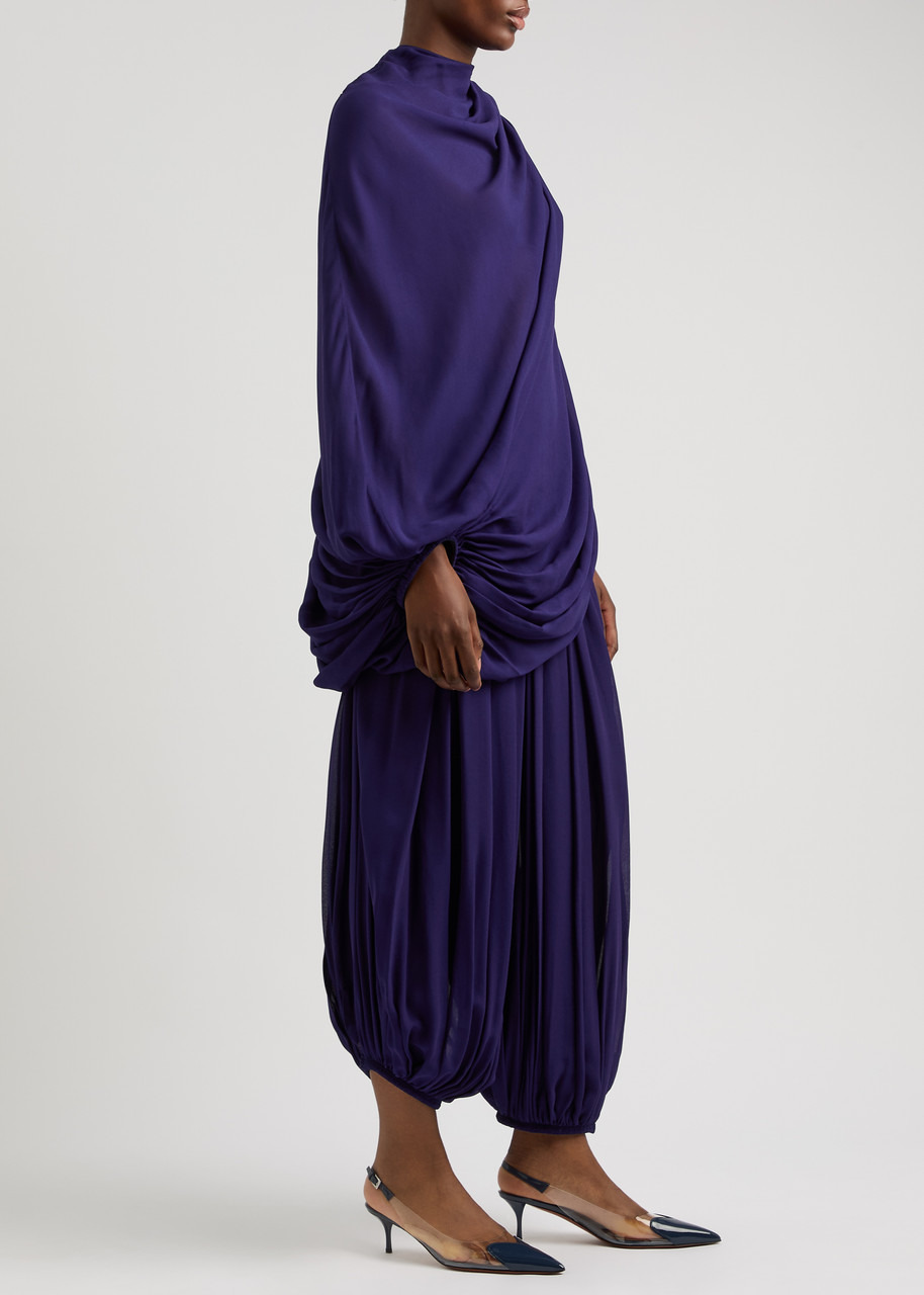 Alaïa Asymmetric Draped Georgette top - 4