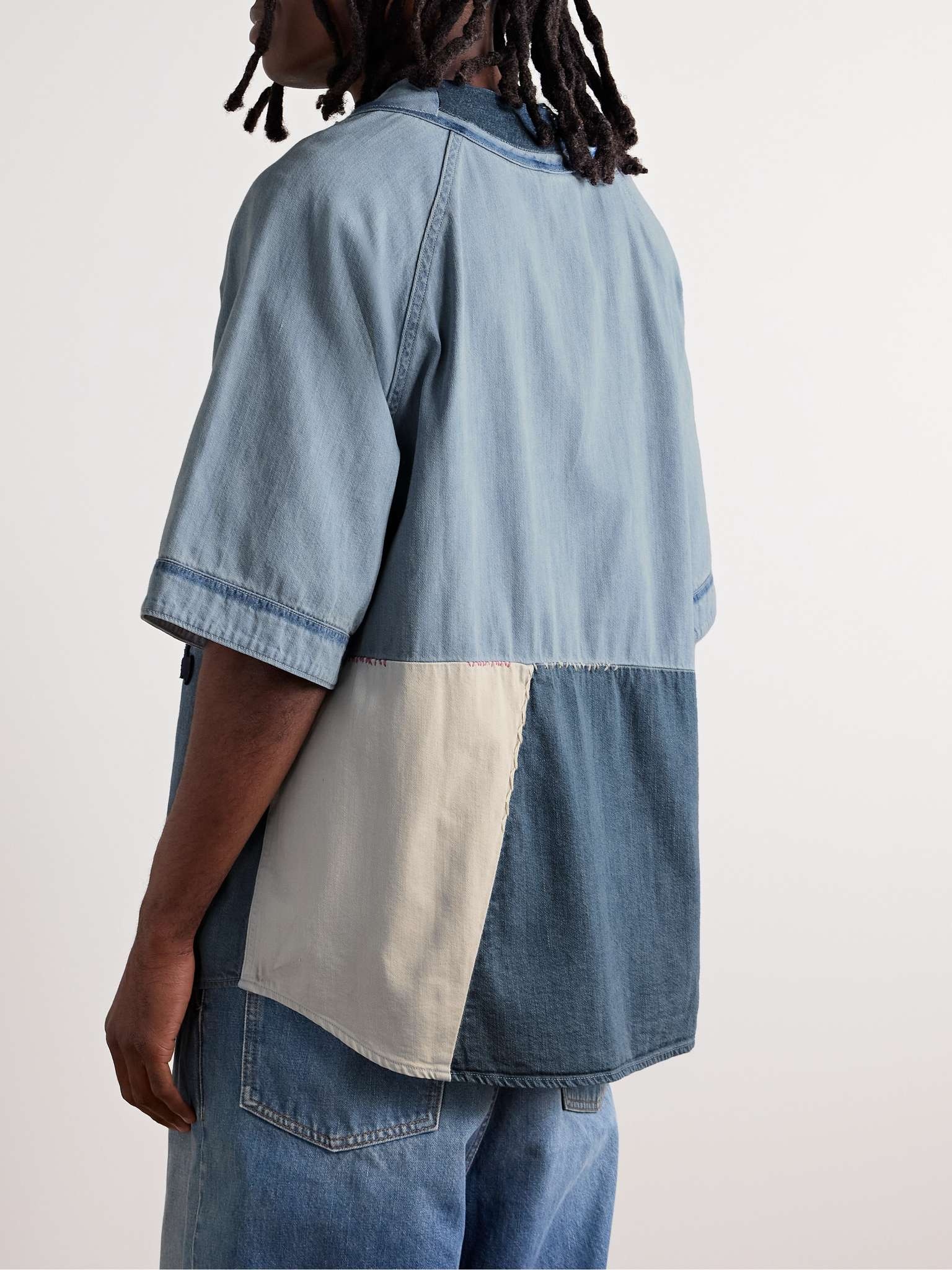 Kapital 8oz Denim Great Kountry Damaged Baseball Shirt Blue