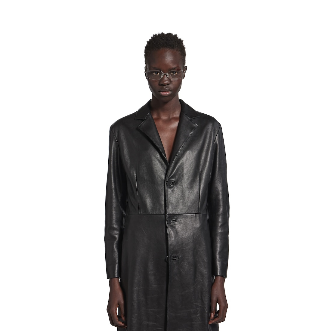 Women's Fitted Coat in Black - 5