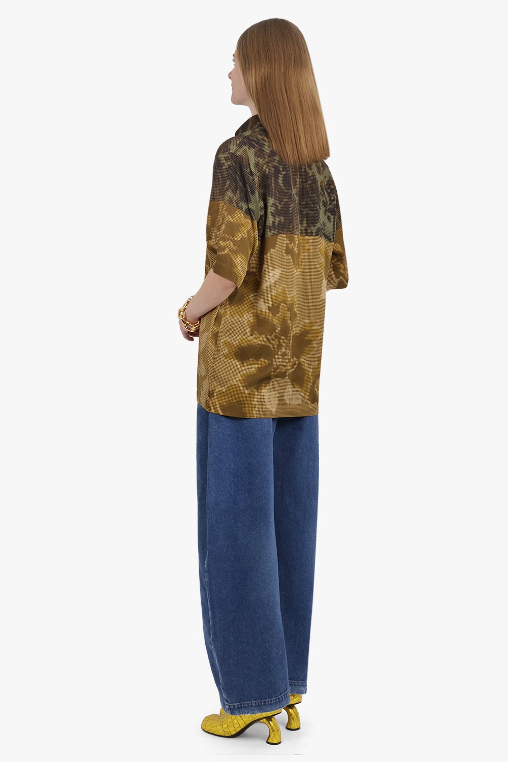 CONTRAST PIXEL FLORAL PRINT S/S SHIRT | YELLOW/GREEN - 6