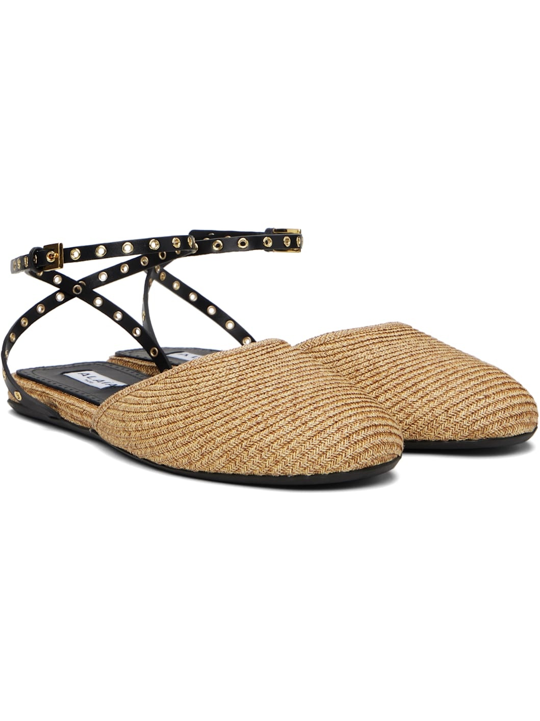 Beige Paper Straw Ballerina Flats - 4