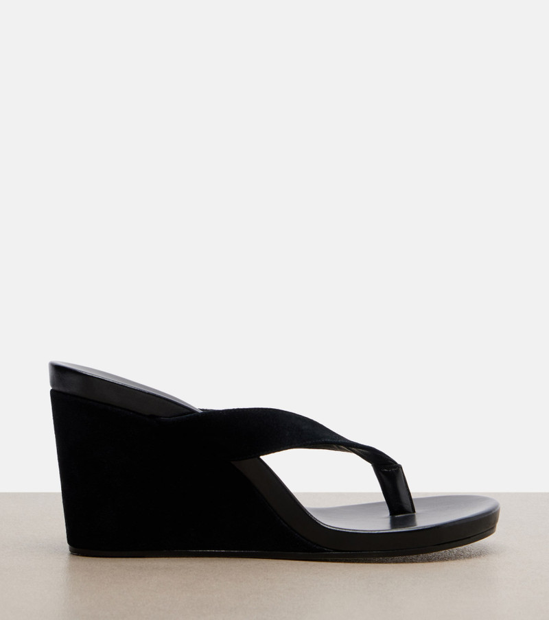 PHOEBE PHILO Suede wedge thong sandals outlook