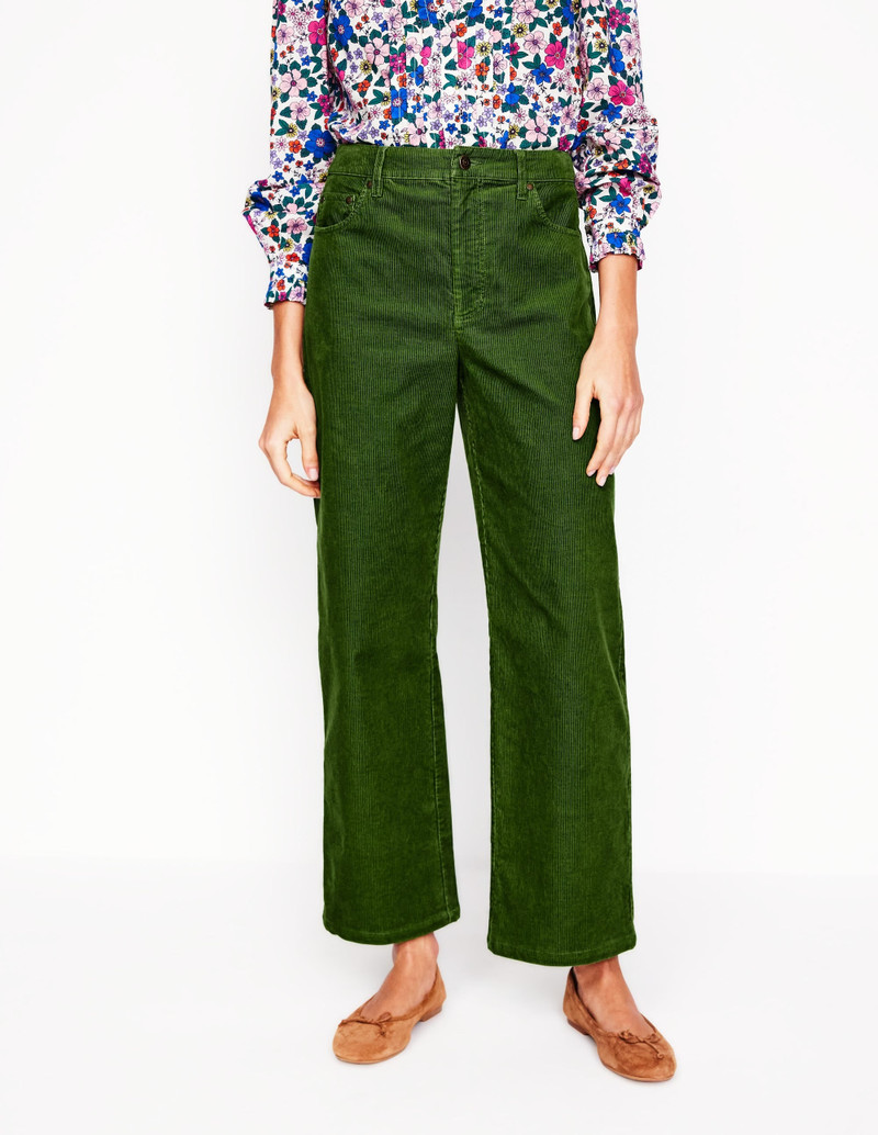 High Rise Straight Cord Jeans-Promenade Green 1