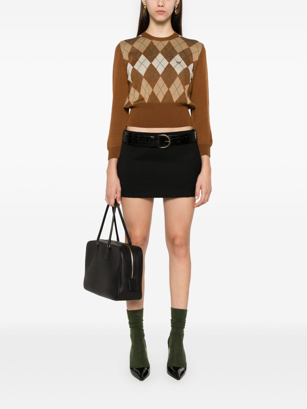 argyle-pattern sweater - 2