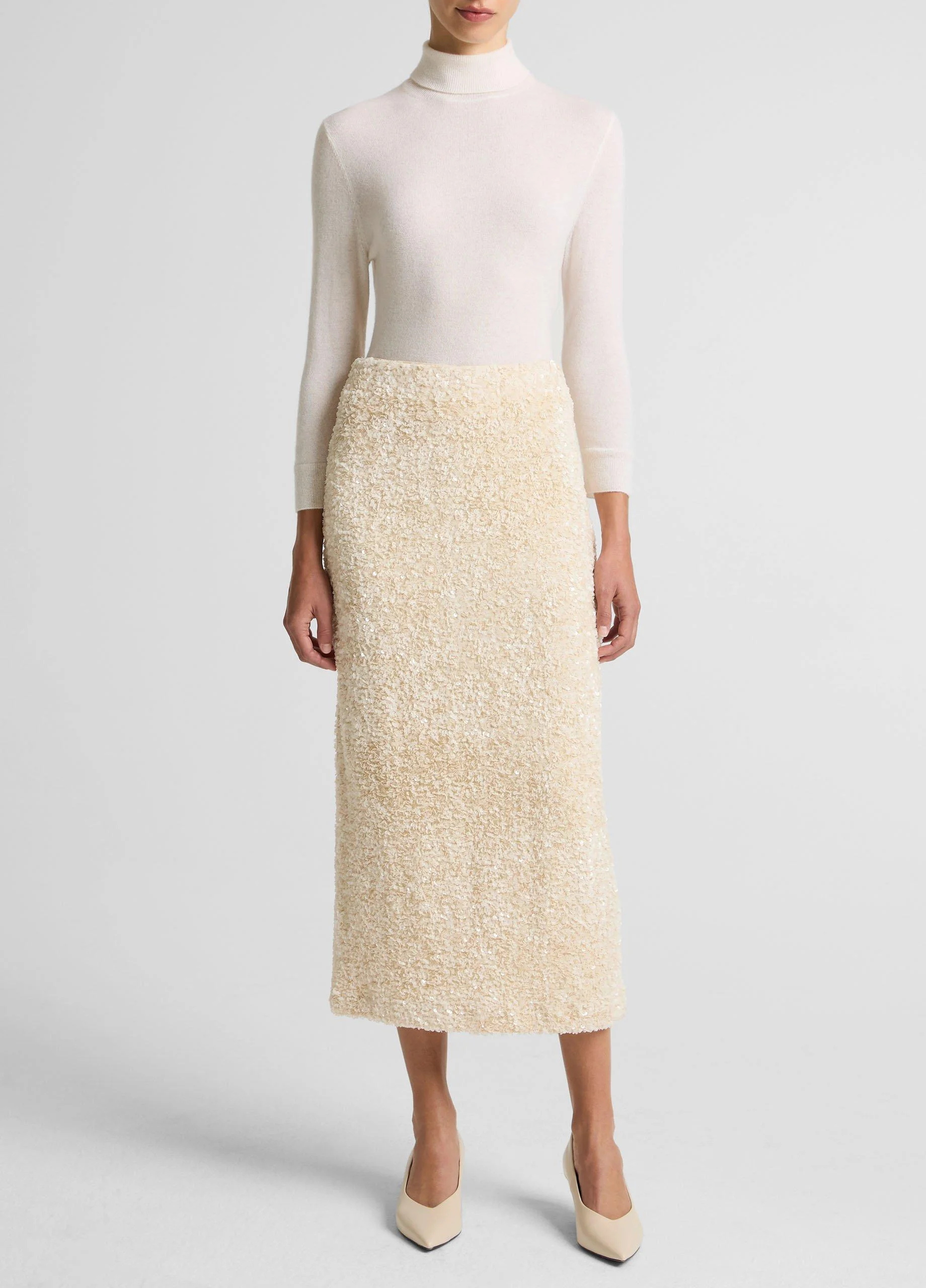 Sequined Velvet Column Skirt - 1