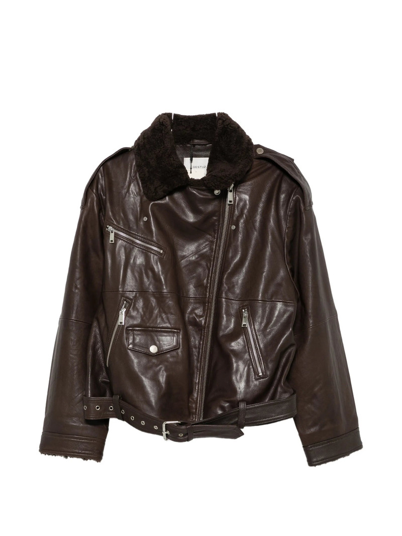 Gestuz Belted Shearling-collar Jacket 1
