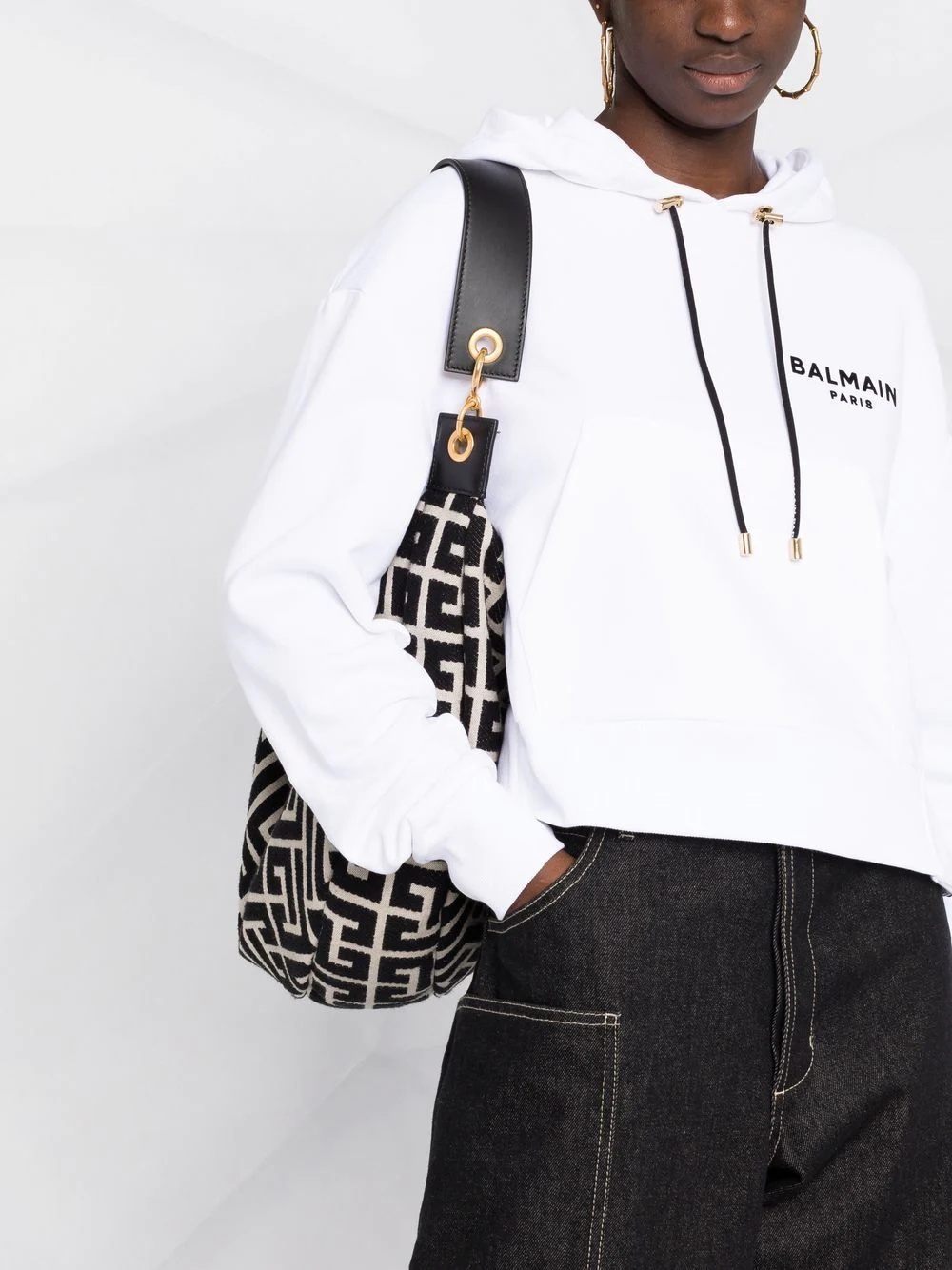 logo print drawstring hoodie - 5