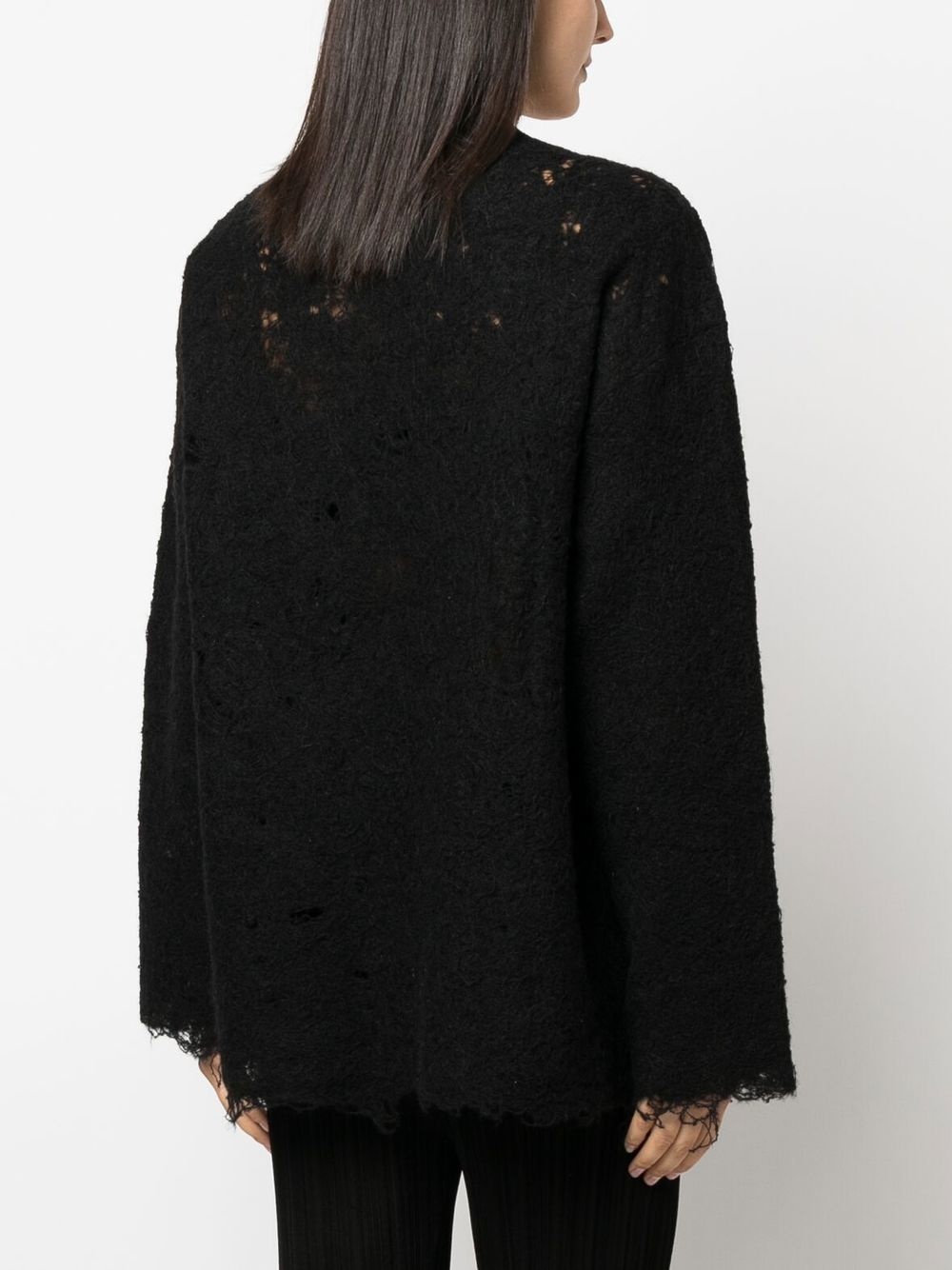 distressed-effect knit cardigan - 4
