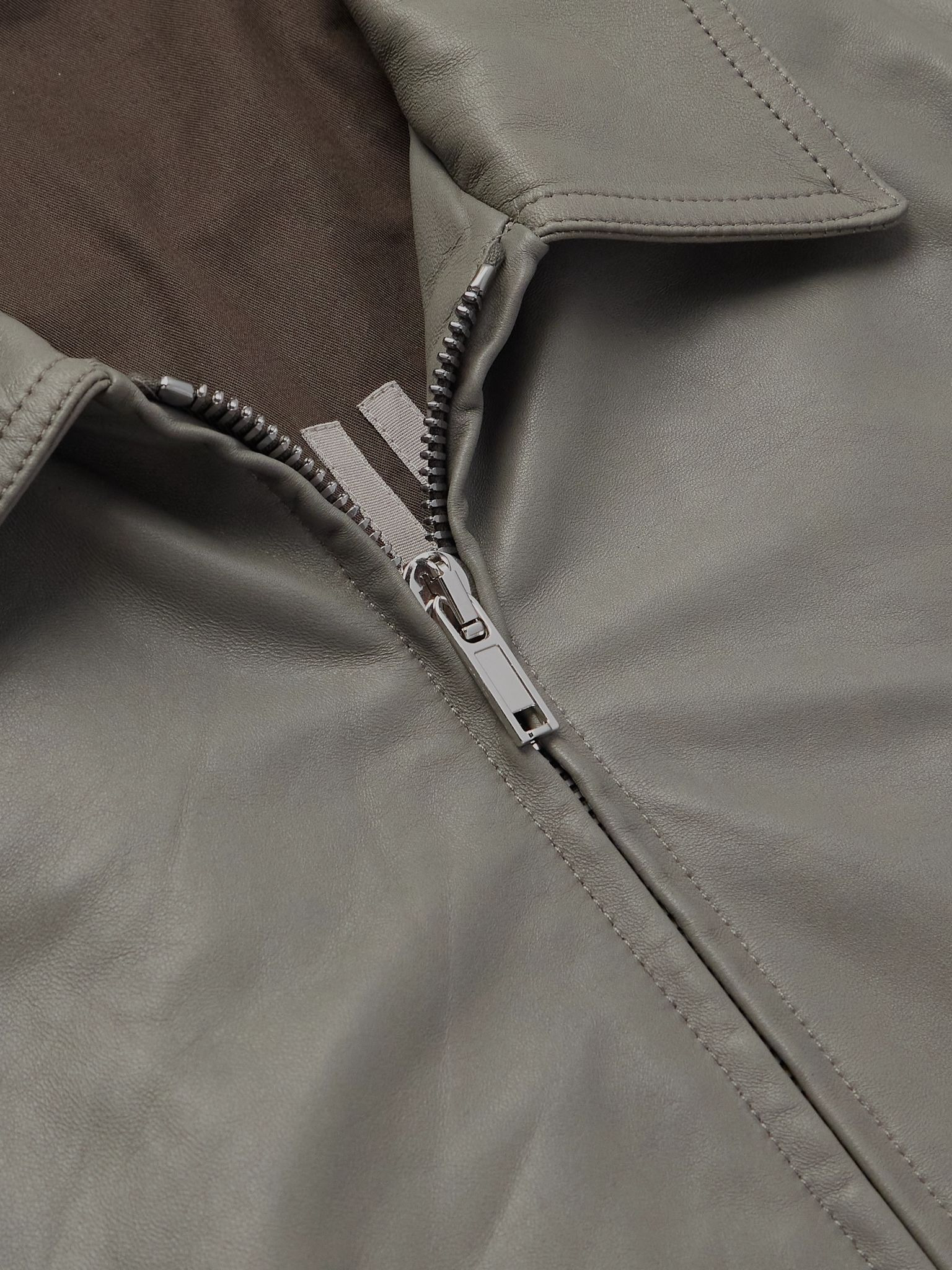 Alice Brad Slim-Fit Waxed-Leather Jacket Gray - 4