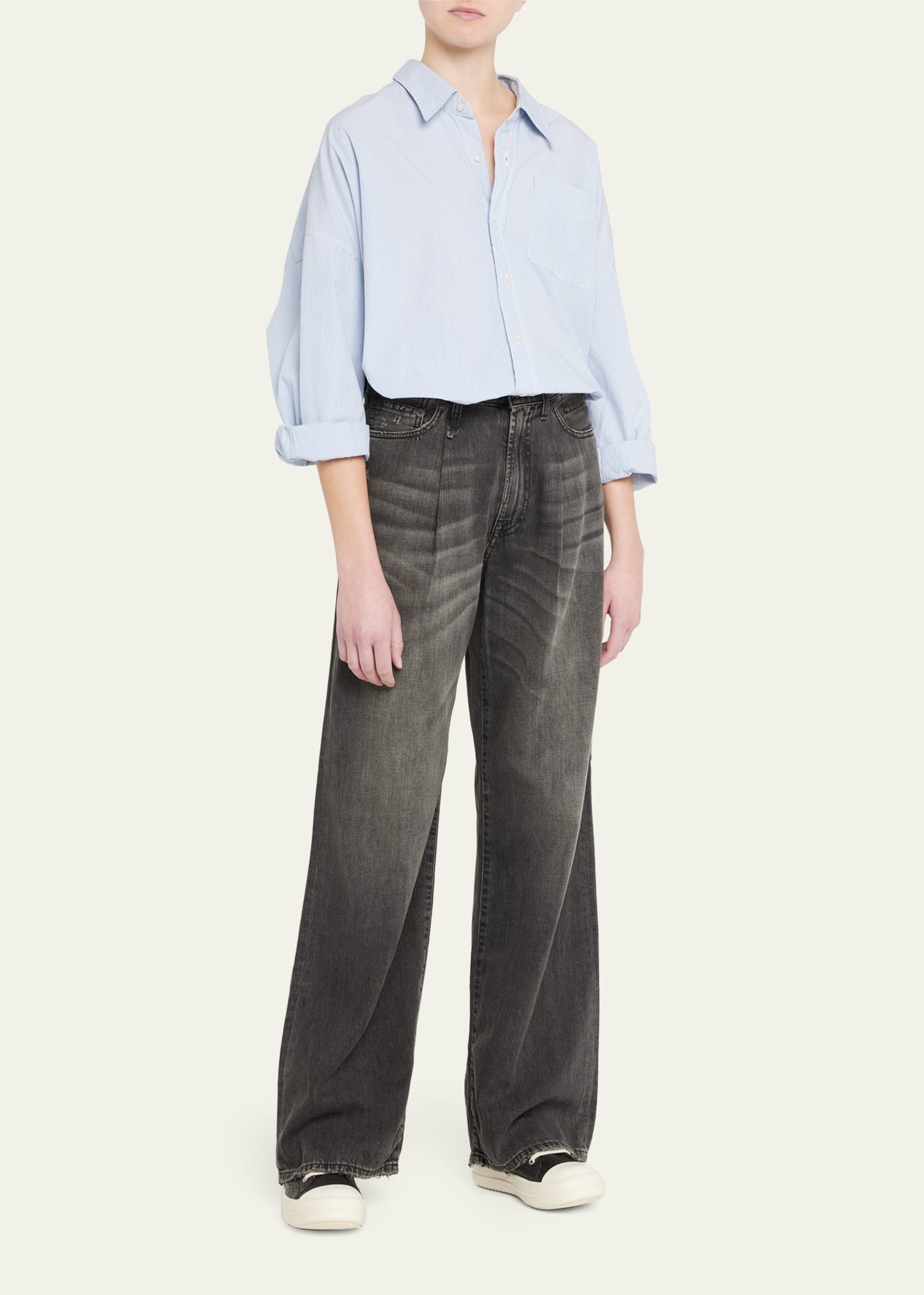 Oxford Oversized Pin-Stripe Shirt - 2