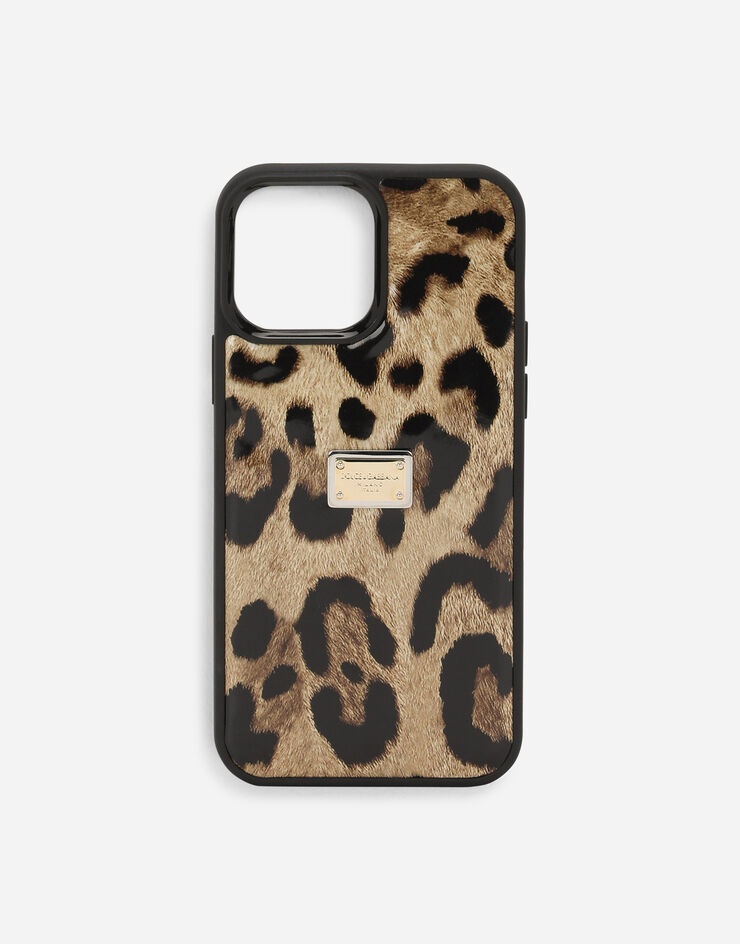 Leopard-print polished calfskin iPhone 14 Pro Max cover - 1