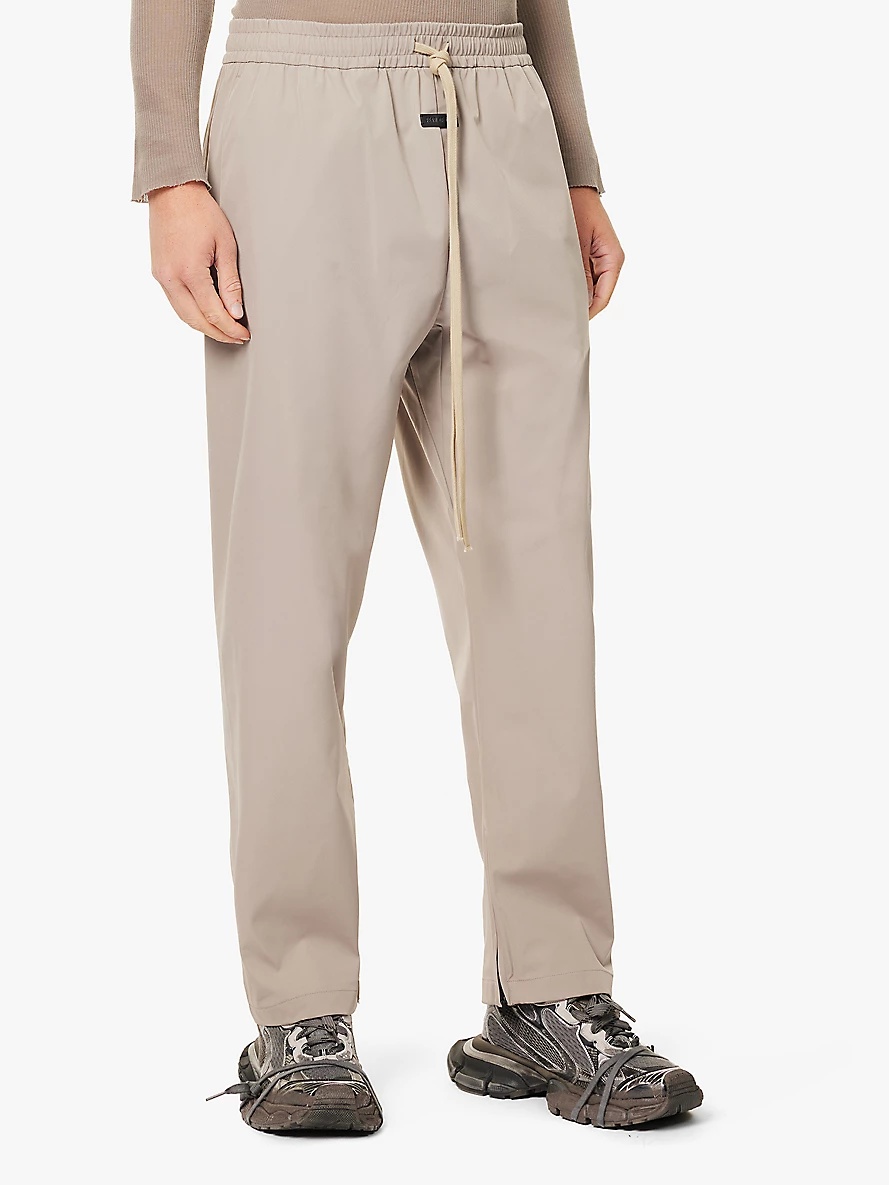 Straight-leg brand-patch stretch-woven trousers - 3