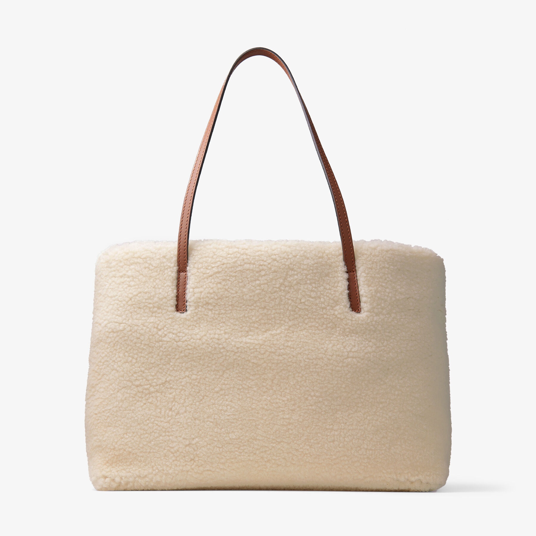 Nine2five E/w
Natural Curly Shearling and Dark Tan Smooth Calf Leather Tote Handbag with JC Emblem - 4