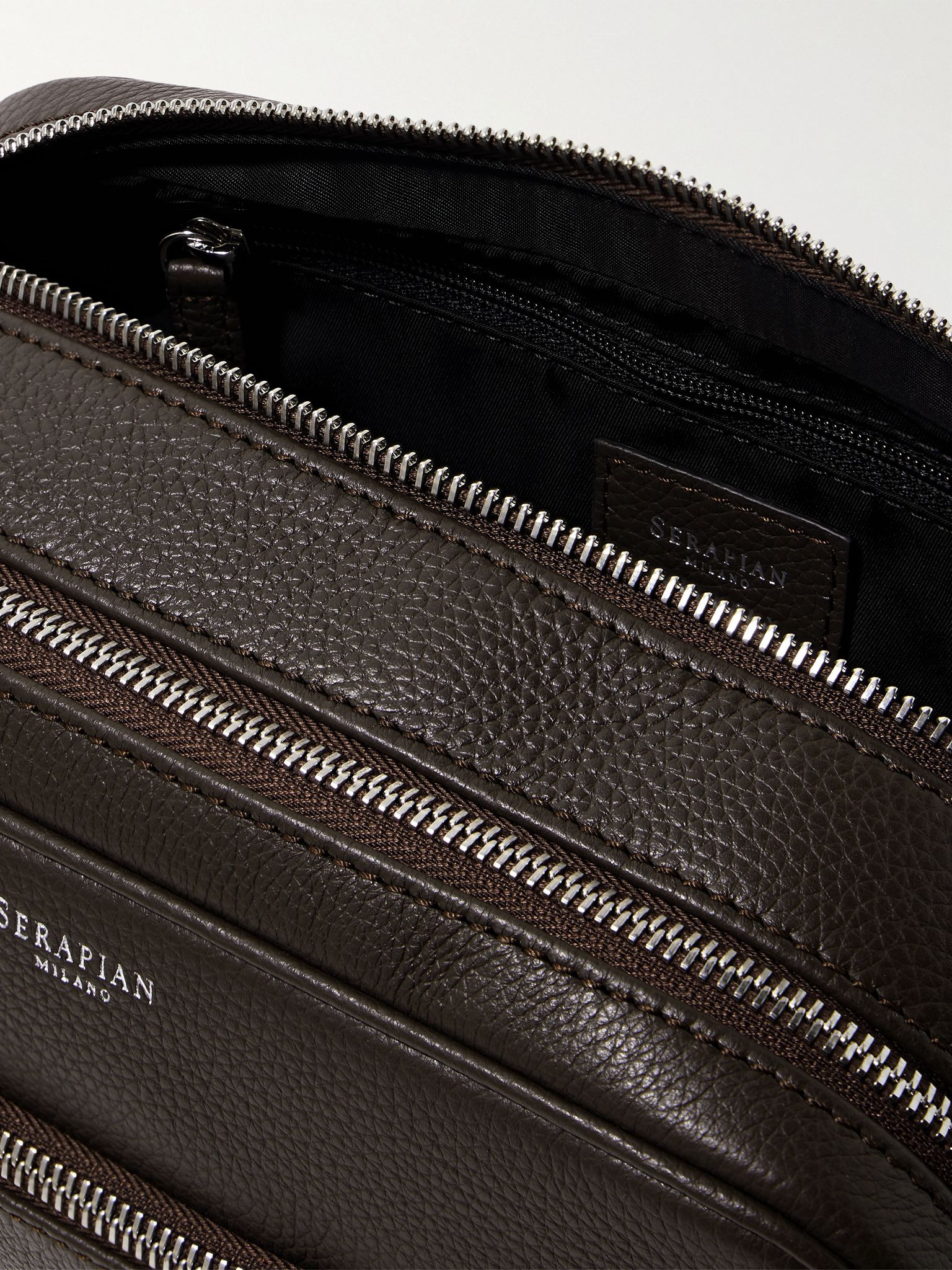 Full-Grain Leather Wash Bag Brown - 4