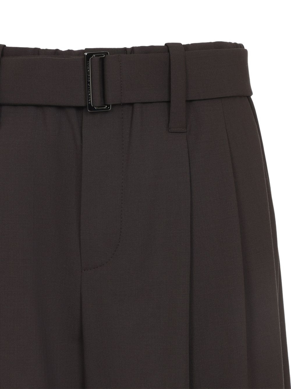 belted pleated straight trousers - 3