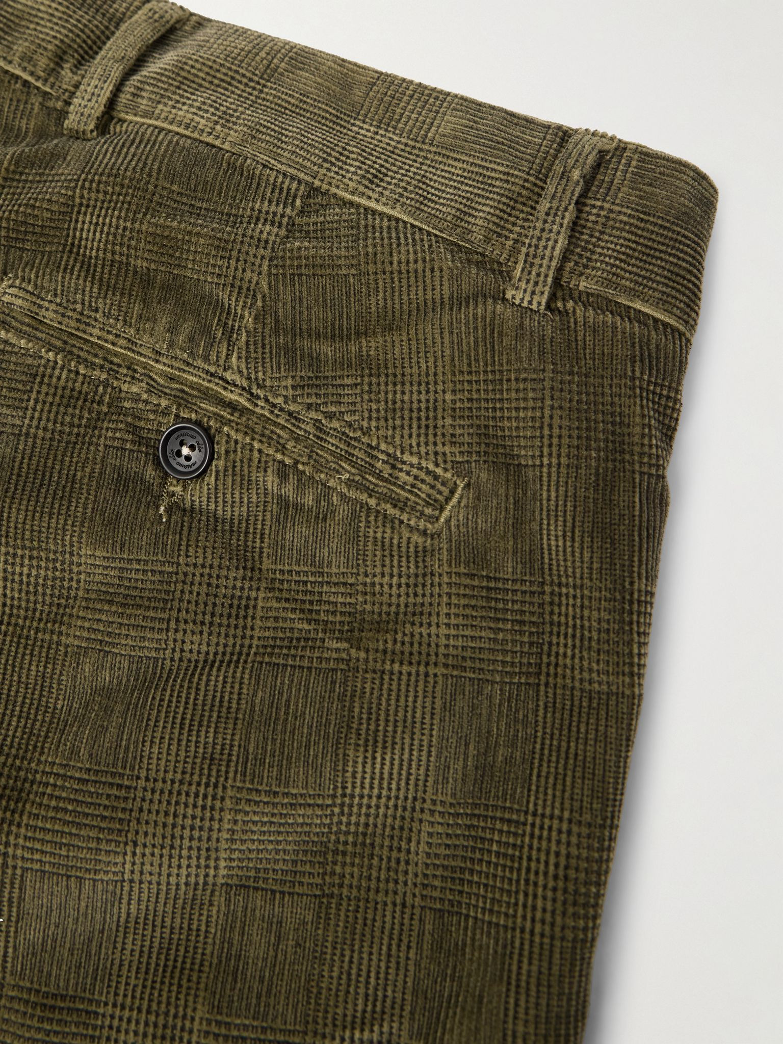 Mauko Straight-Leg Prince of Wales Checked Cotton-Blend Corduroy Suit Trousers Green - 5