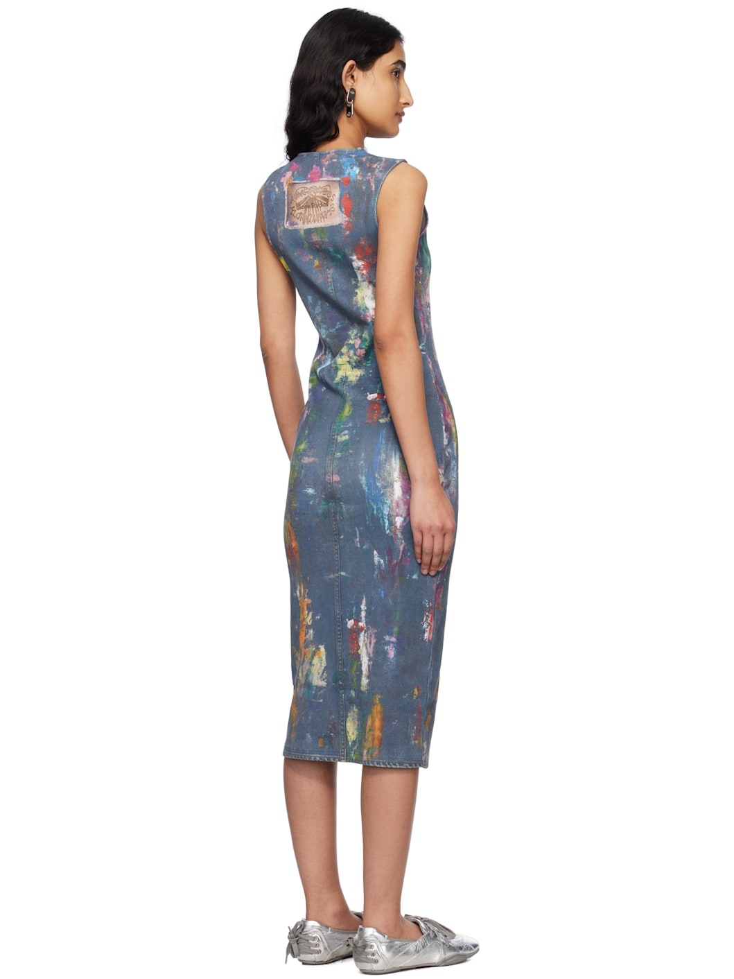 Blue Trompe L'oeil Midi Dress - 3