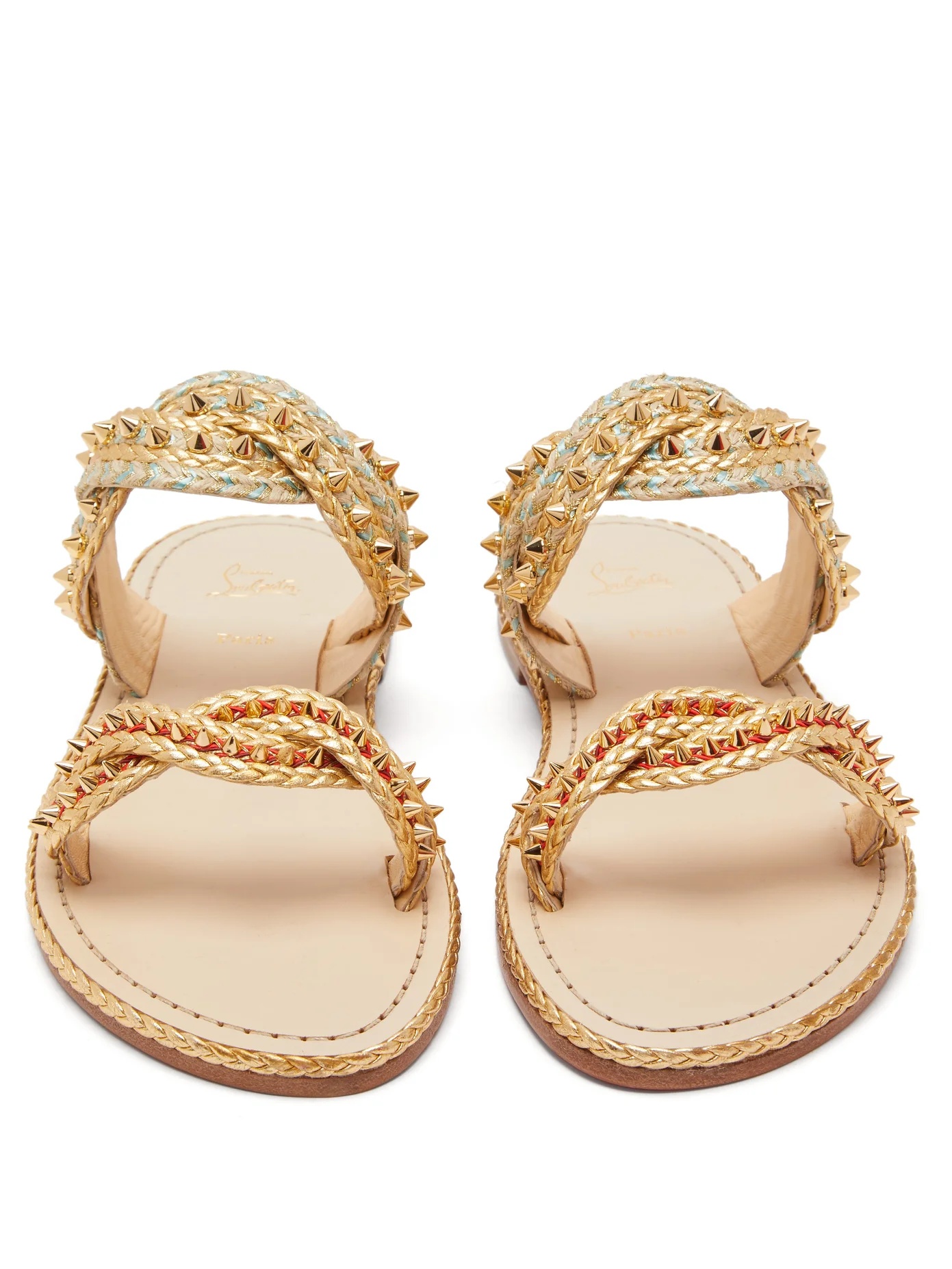 Normandie braided-strap leather slides - 5