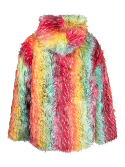 BLUEMARBLE striped reversible faux-fur hooded jacket outlook