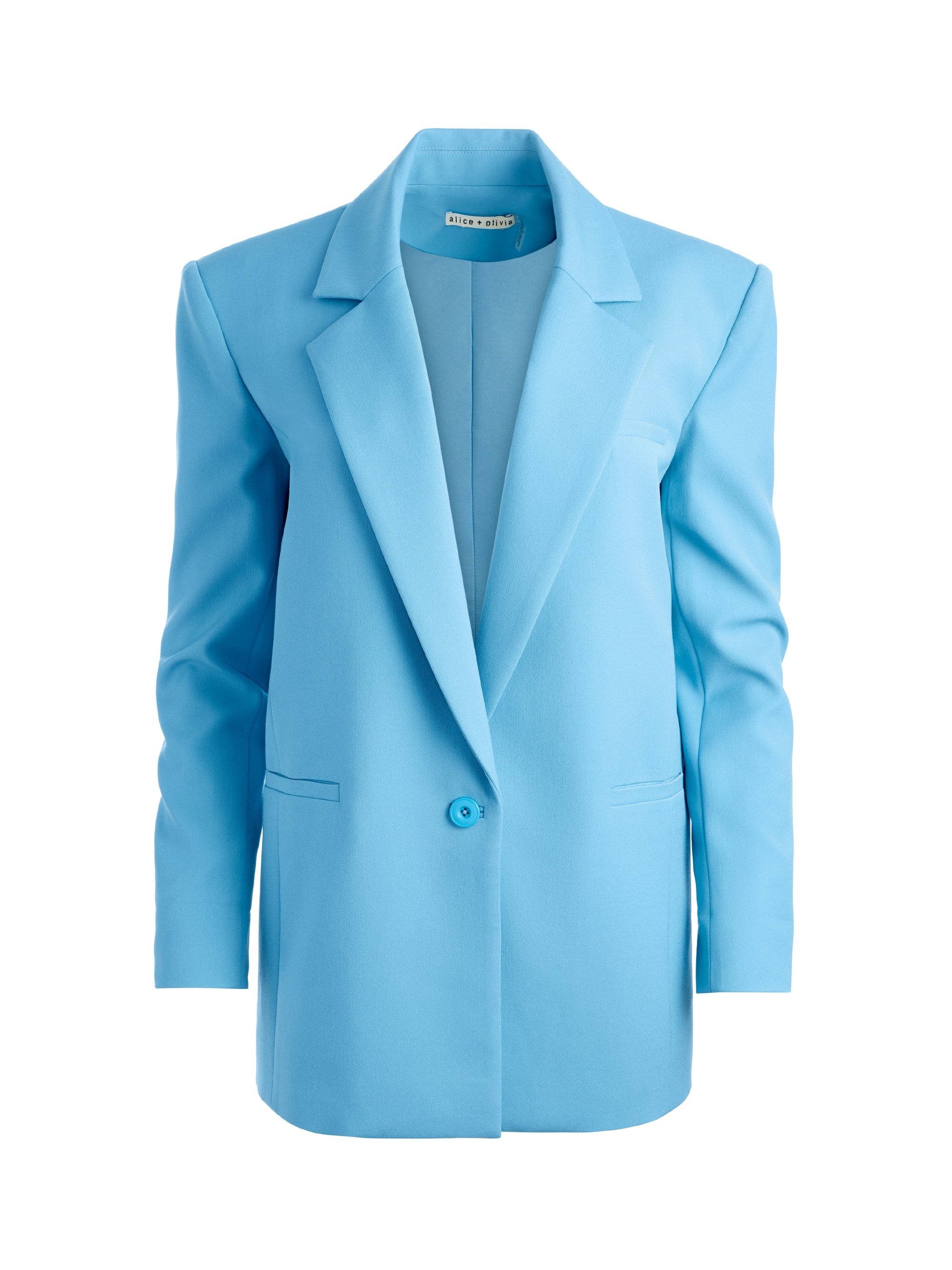 SHAN STRONG SHOULDER RUCHED SLEEVE BLAZER - 1