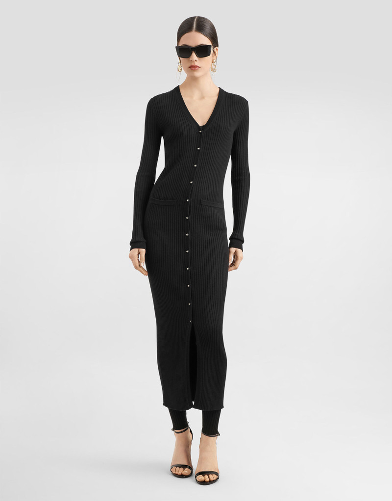 Dolce & Gabbana Long ribbed wool cardigan outlook