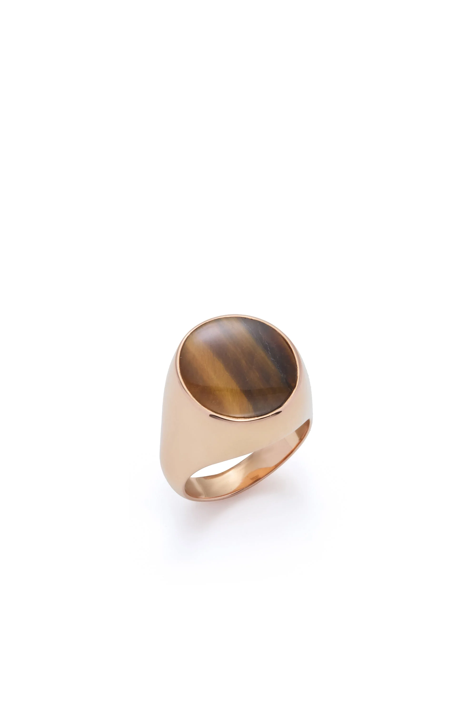 “One Ounce” Signet Ring In Rose Gold & Tiger's Eye - 1