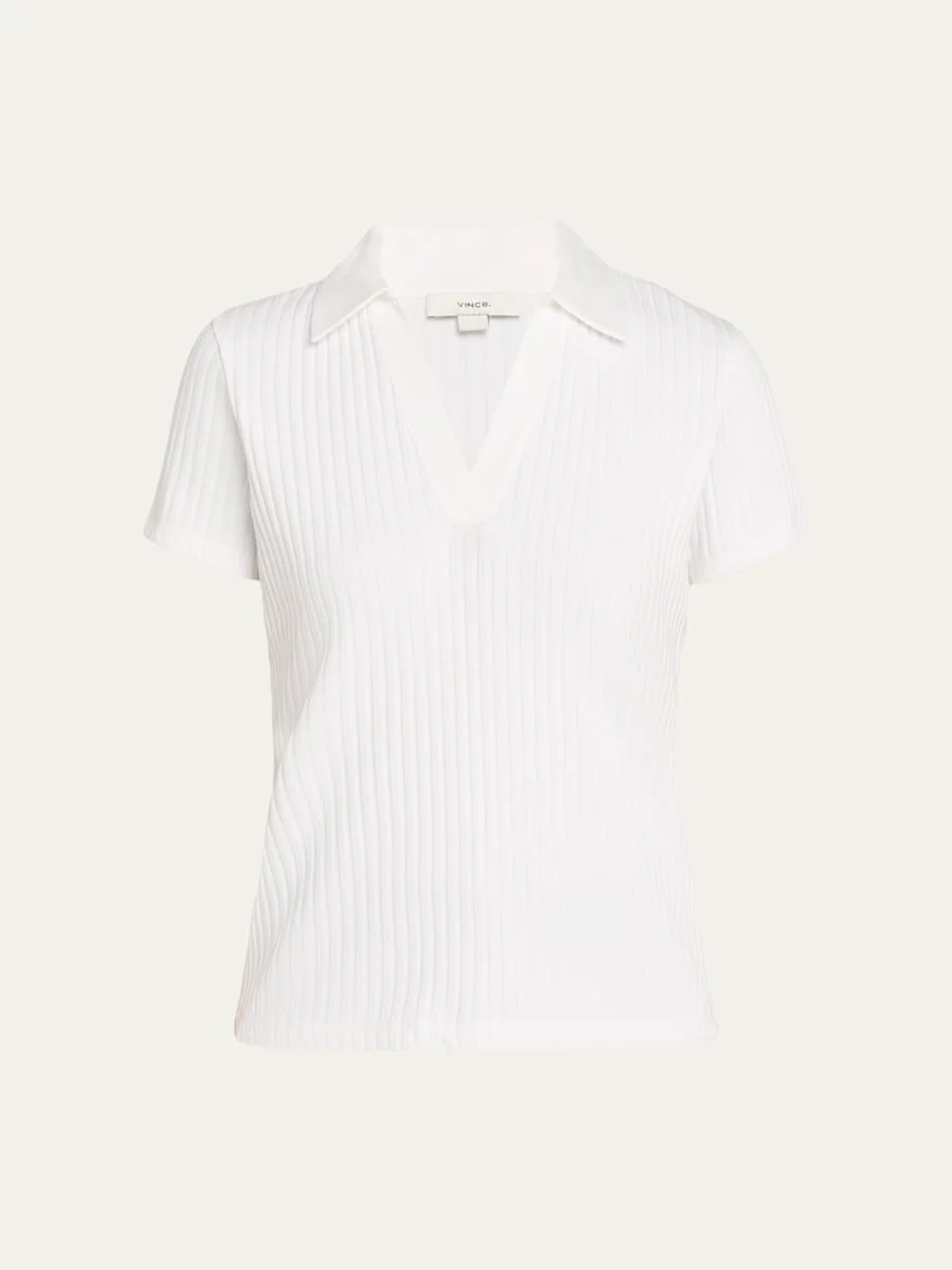 Ribbed Cotton-Blend Polo Shirt - 1