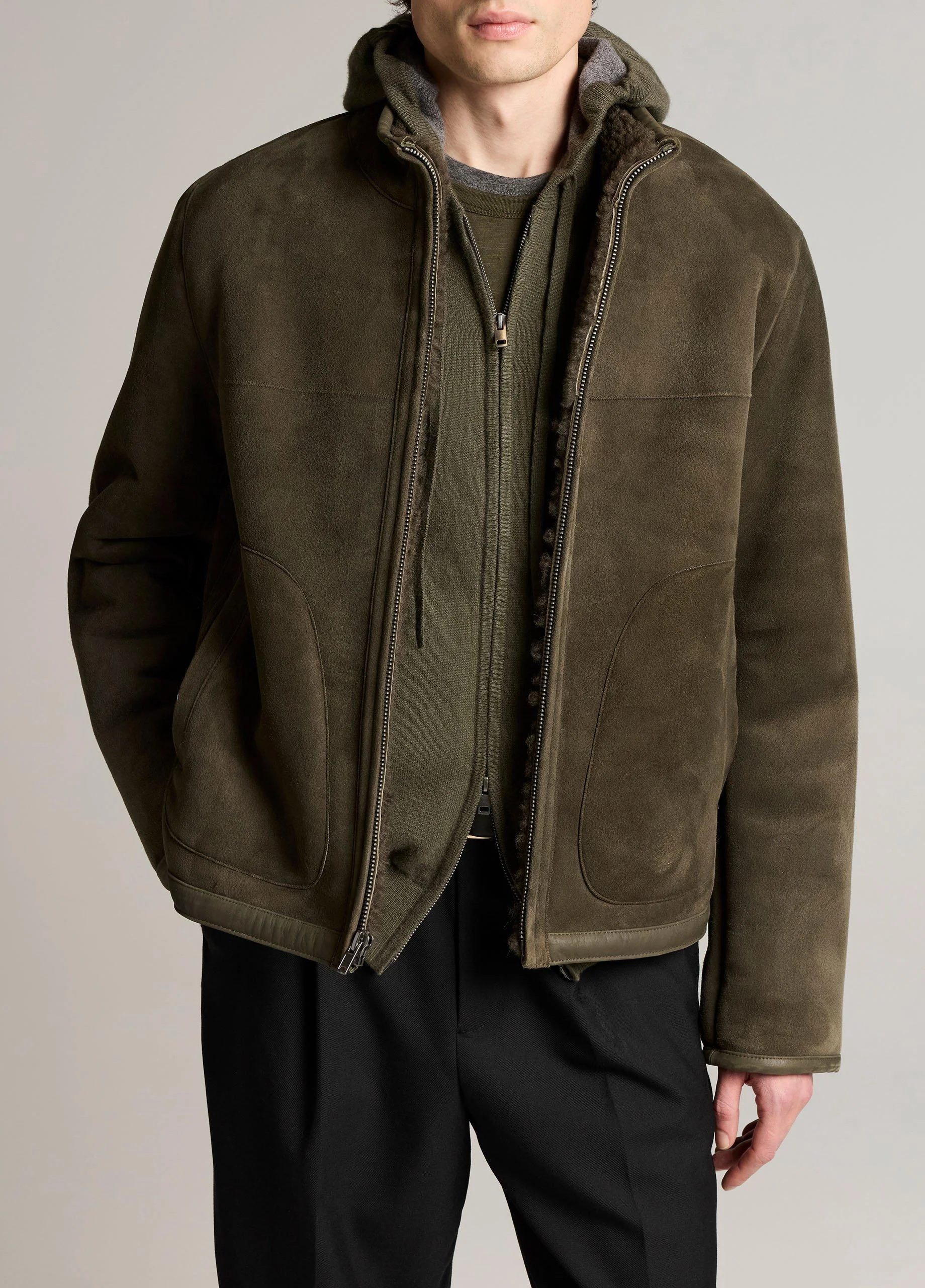 Shearling Funnel-Neck Jacket - 1