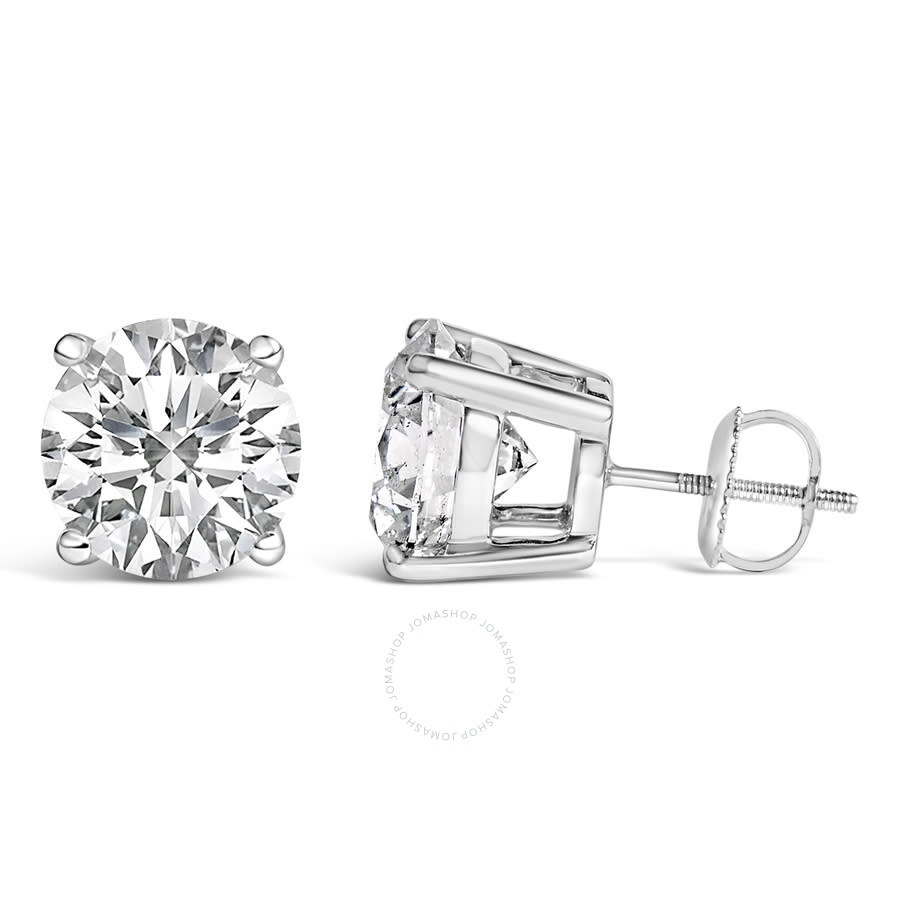Haus Of Brilliance - Haus of Brilliance 14K White Gold 7.00 Cttw Round Cut Lab Grown Diamond Classic 4-Prong Stud Earring - 3