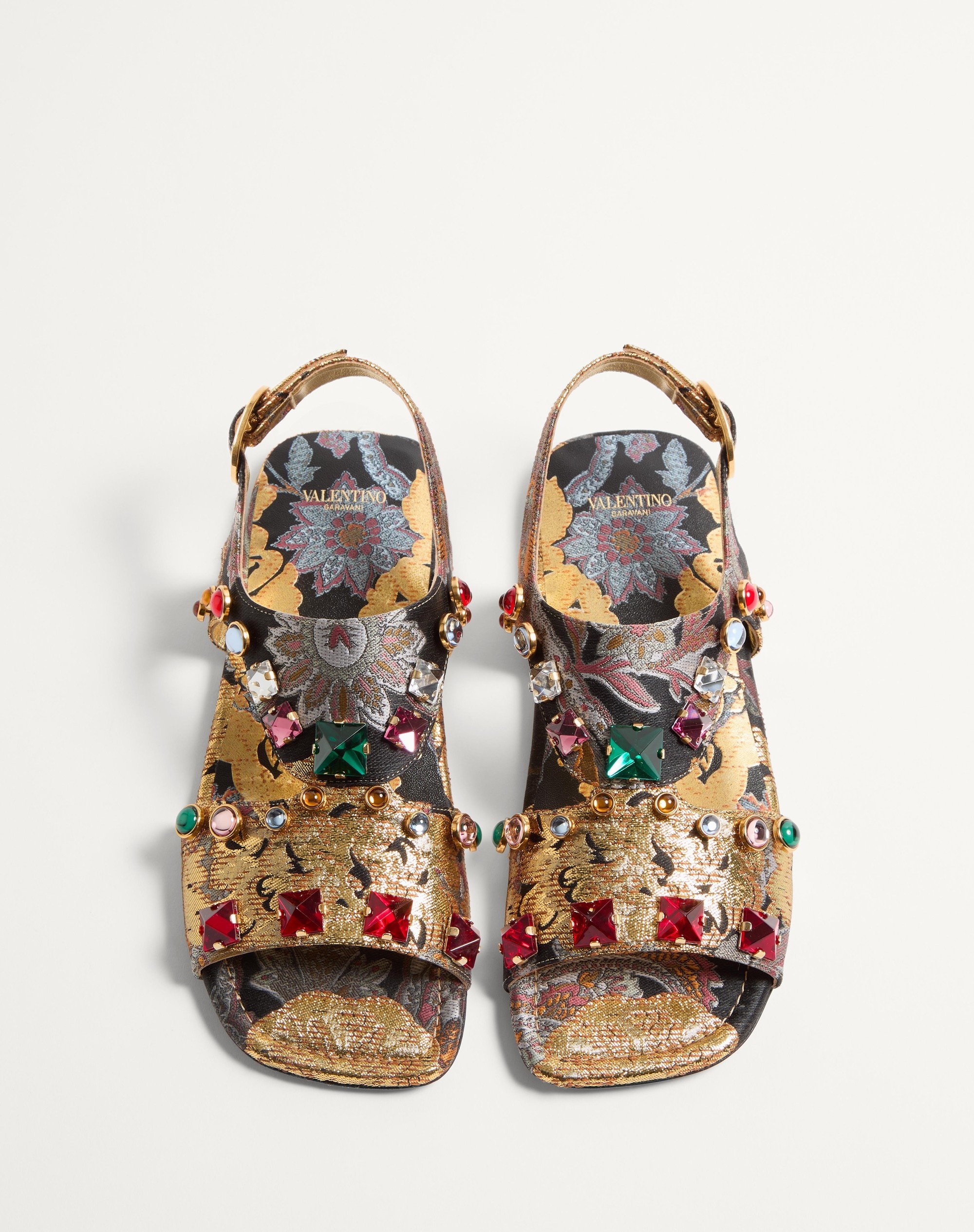 PRESHOES SANDAL IN APRES L'HIVER JACQUARD FABRIC WITH CRYSTALS 05MM - 3