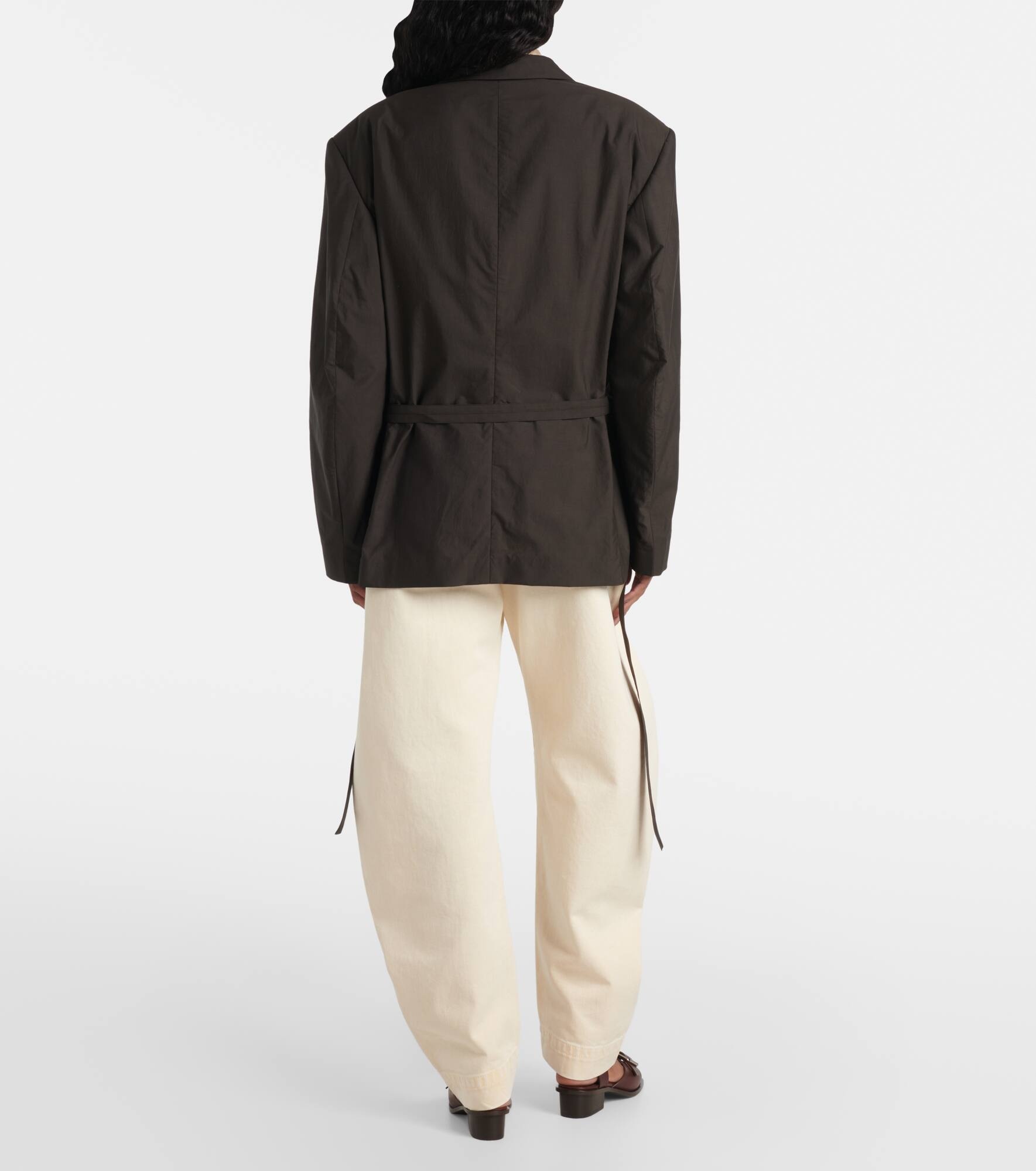Belted cotton and silk blazer - 3