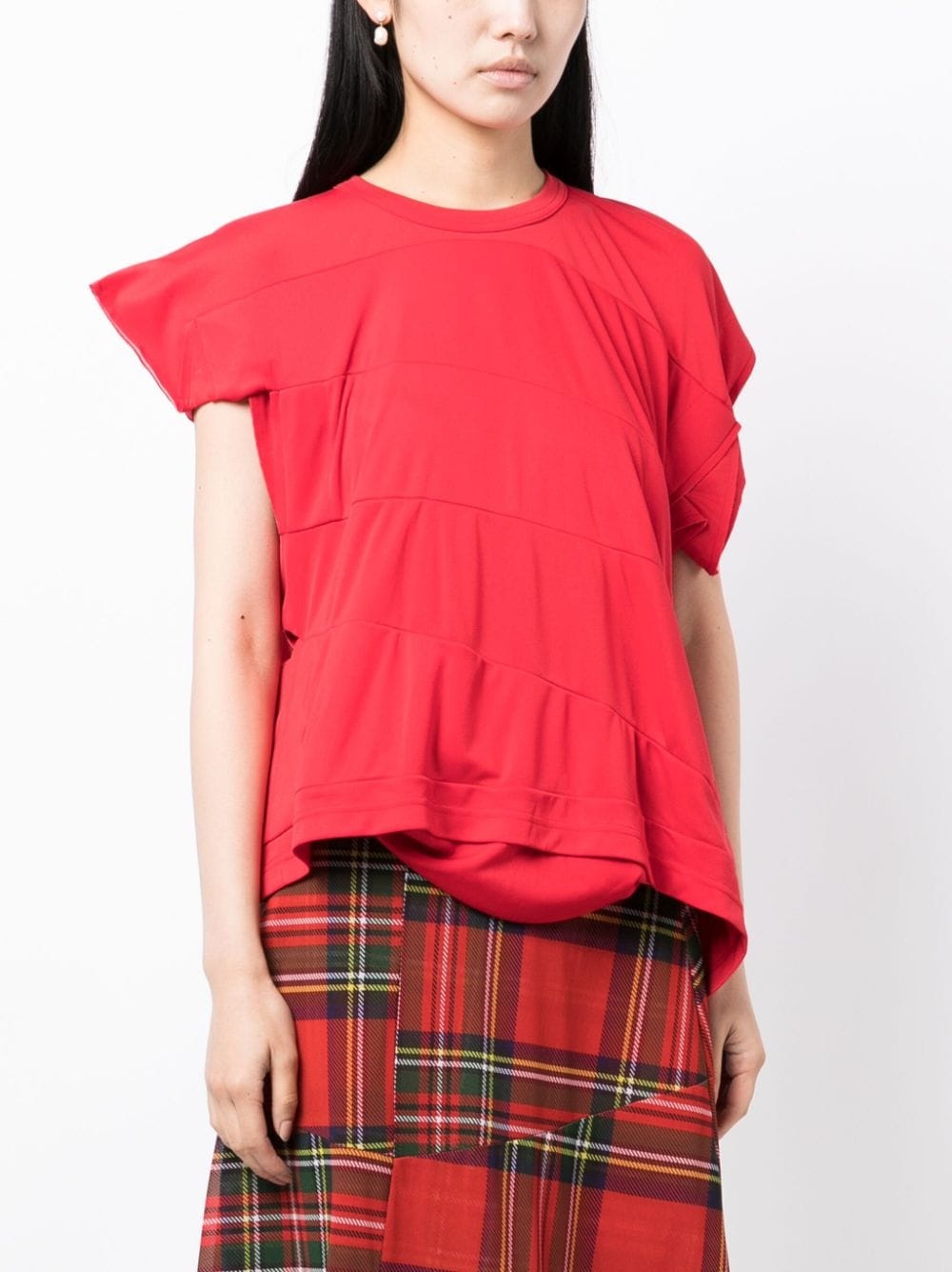 asymmetric panelled T-shirt - 3