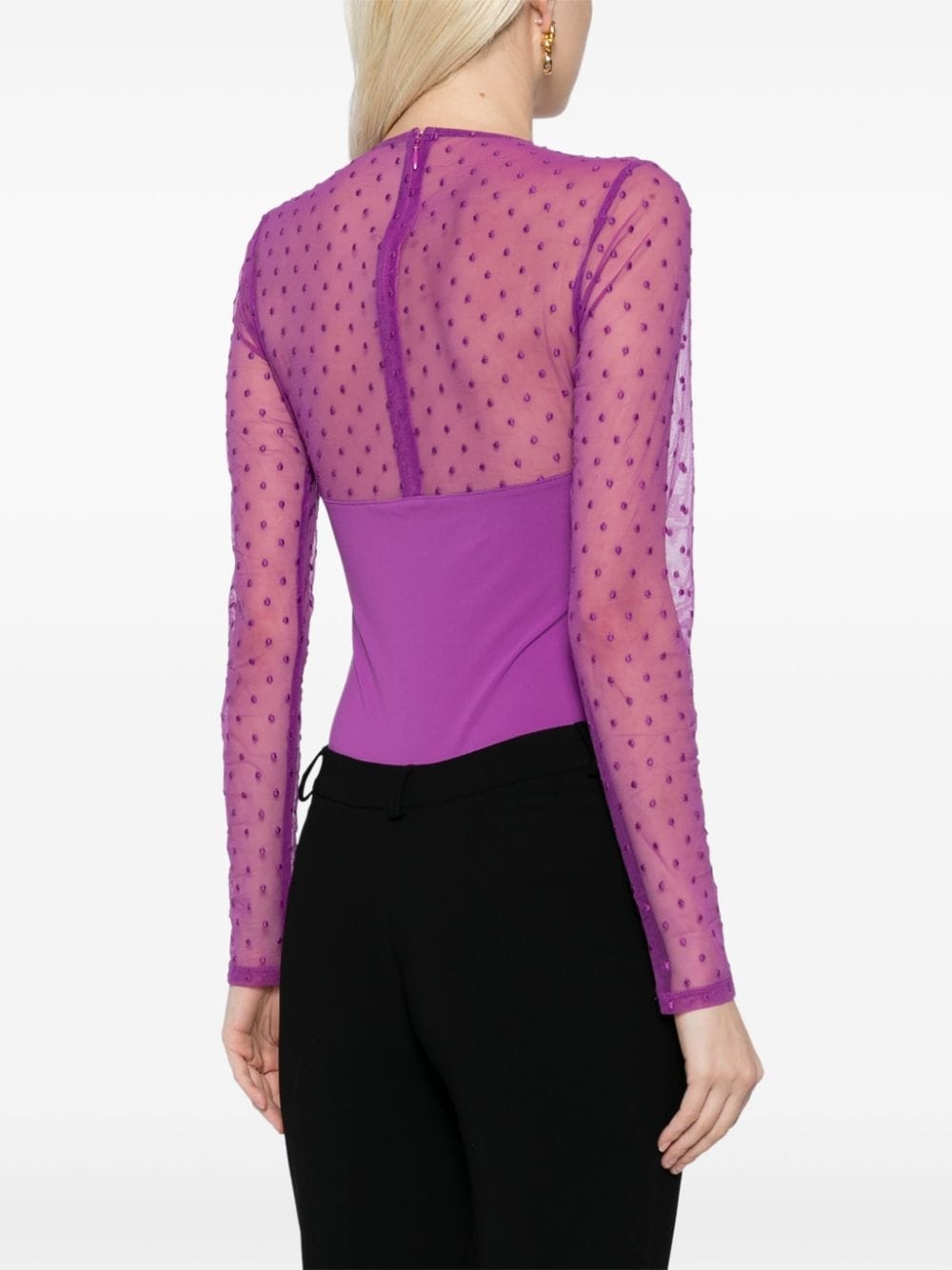panelled long-sleeve mesh bodysuit - 4