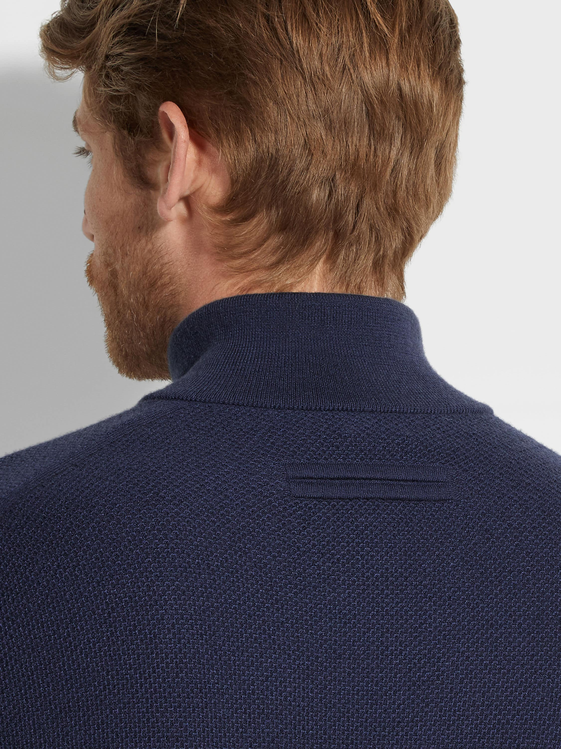INK BLUE OASI CASHMERE ZIP MOCK NECK - 2