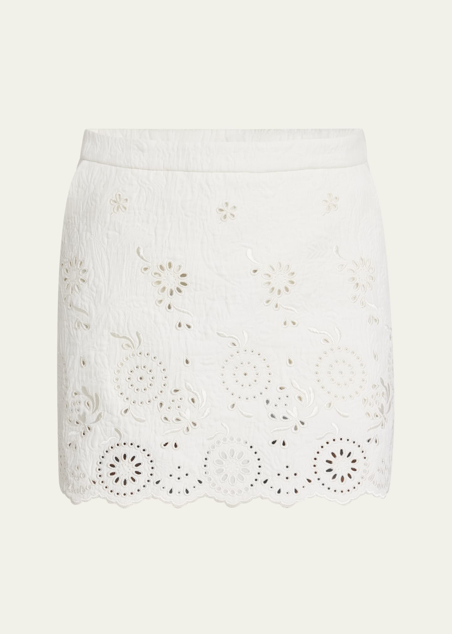 Embroidered Spongy Jacquard Mini Skirt - 1