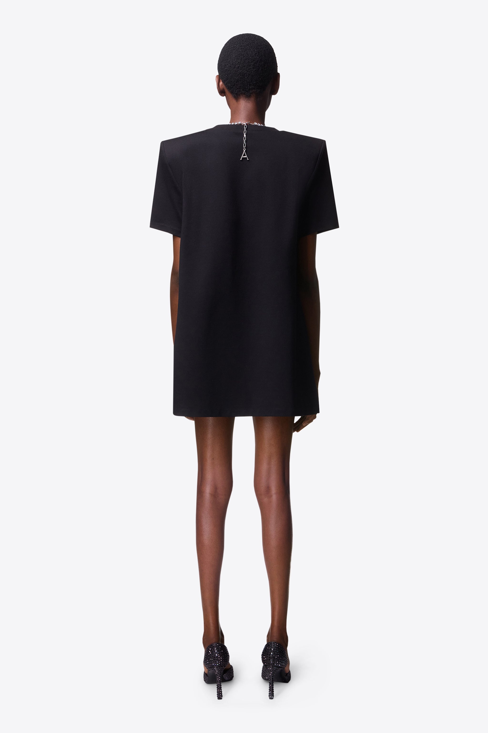 CRYSTAL BUTTERFLY V-NECK T-SHIRT DRESS - 5