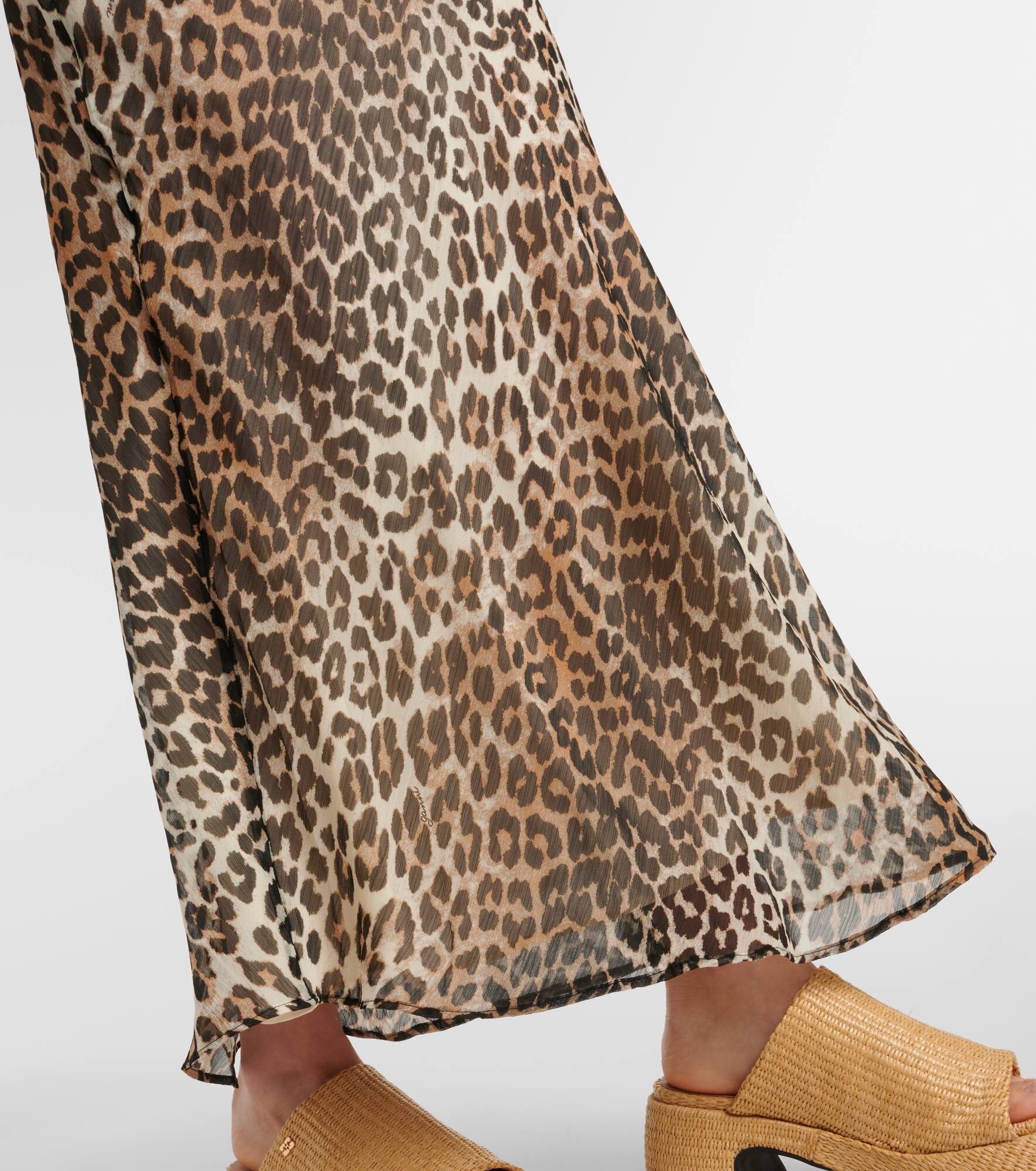 Leopard-print chiffon maxi skirt - 5