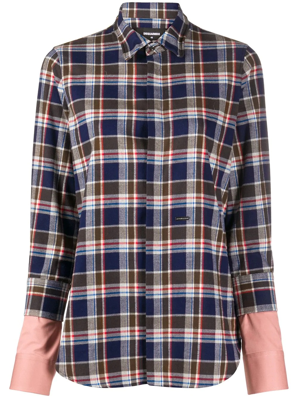 layered-sleeves plaid shirt - 1