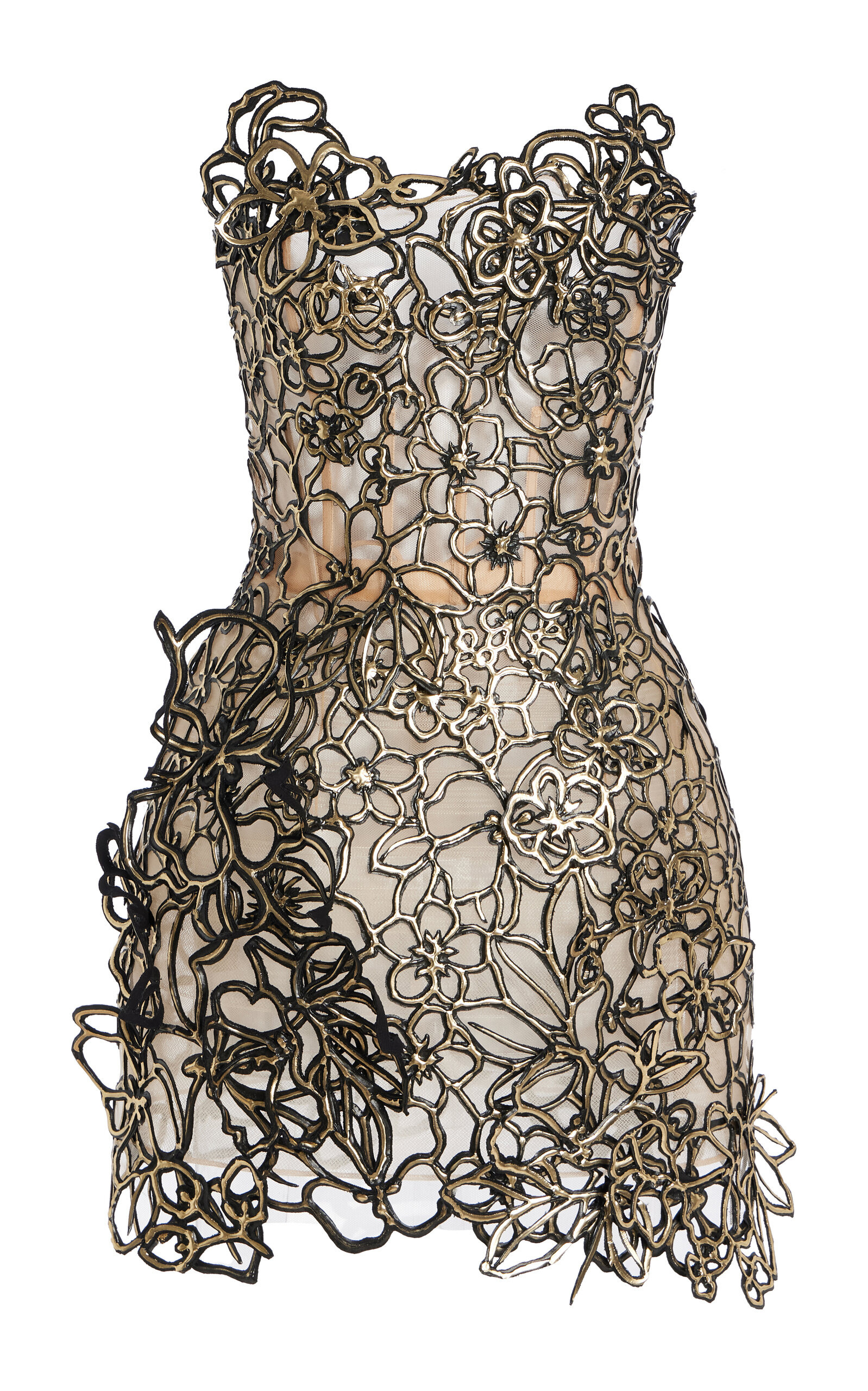 Embellished Cutout Tulle Mini Dress black - 1